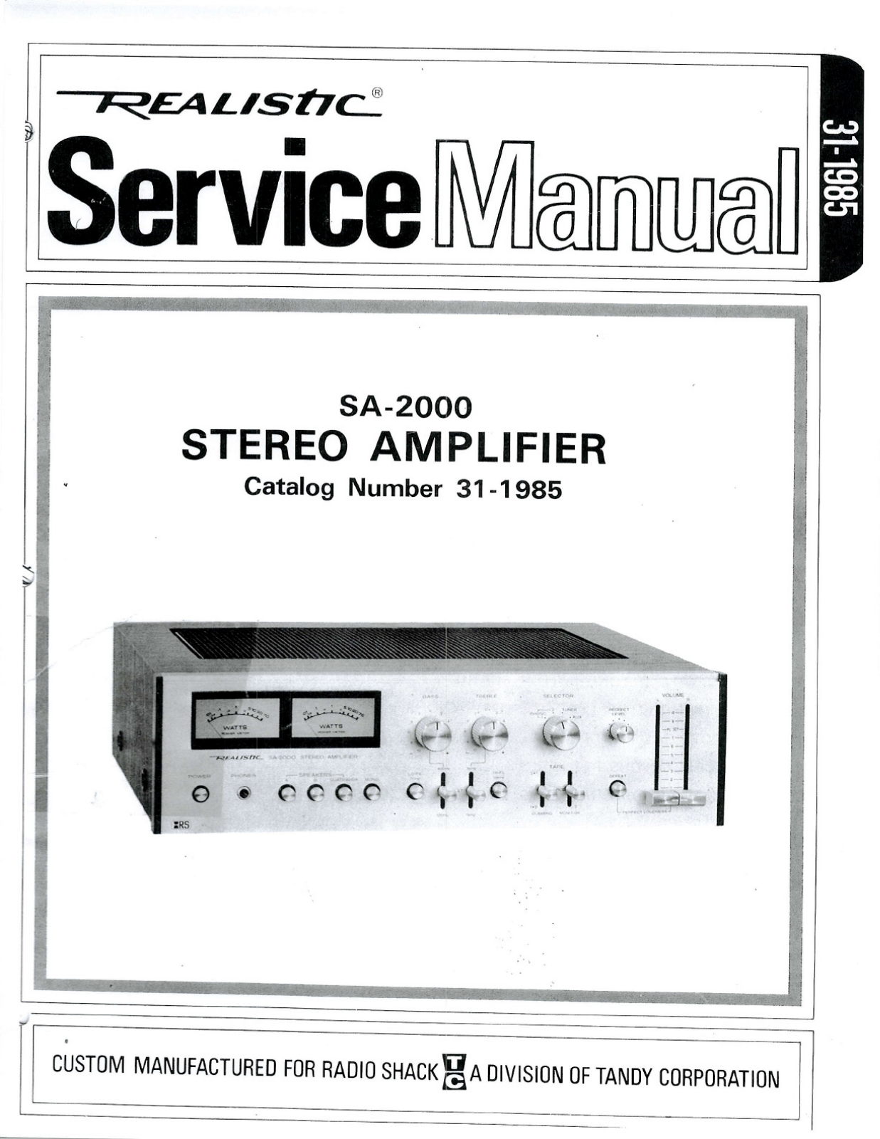 Realistic SA-2000 Service manual