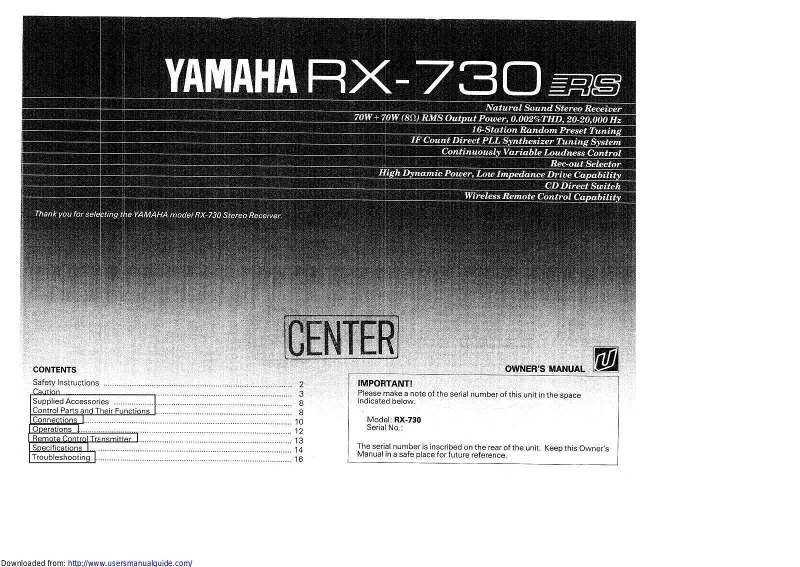 Yamaha Audio RX-730 User Manual