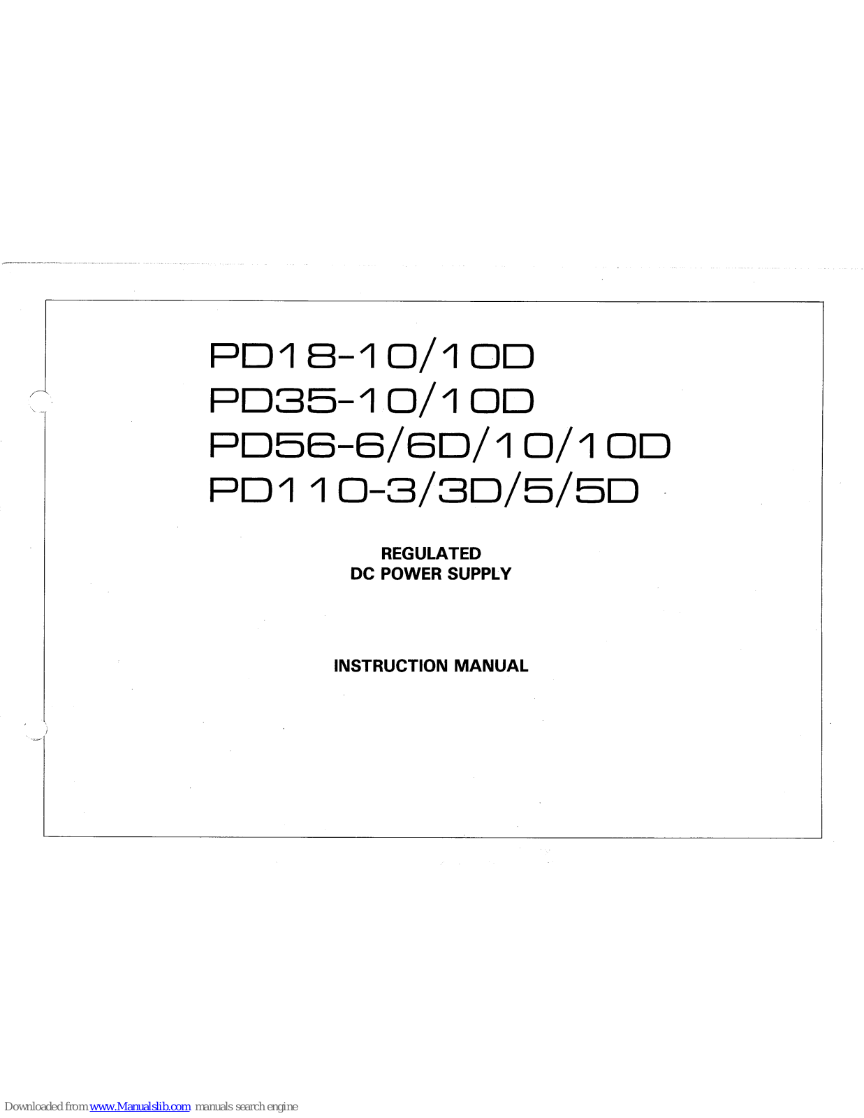 Kenwood PD18-10/10D, PD35-10/10D, PD56-6/6D, PD110-5/5D, PD110-3/3D Instruction Manual