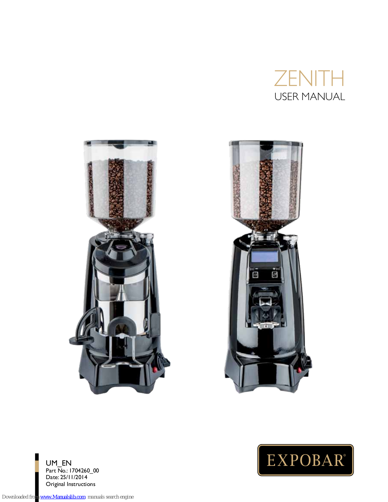 Expobar ZENITH Manual, ZENITH Automatic, ZENITH On Demand User Manual