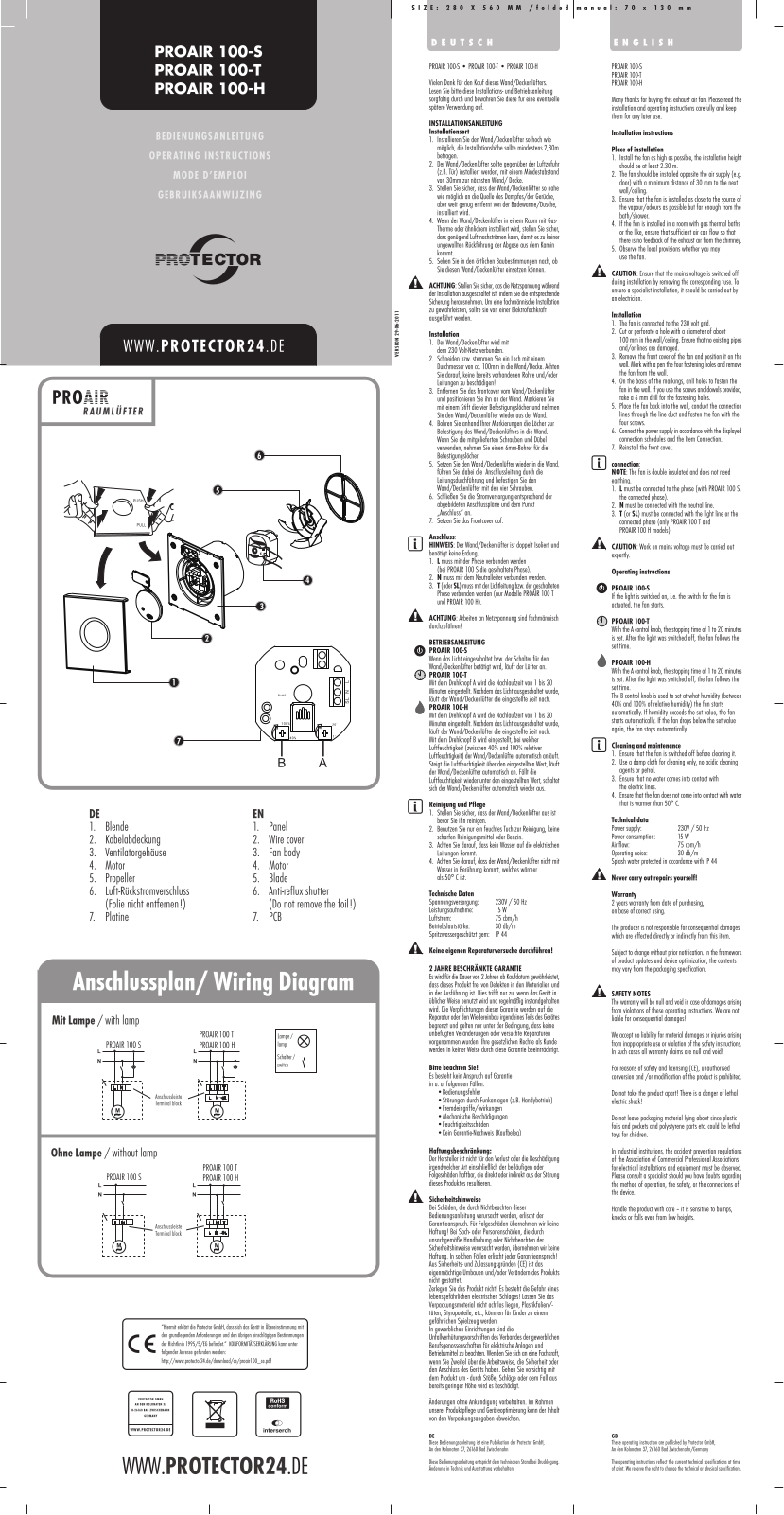 Protector PROAIR 100-S, PROAIR 100-T, PROAIR 100-H User guide - ManualMachine.com