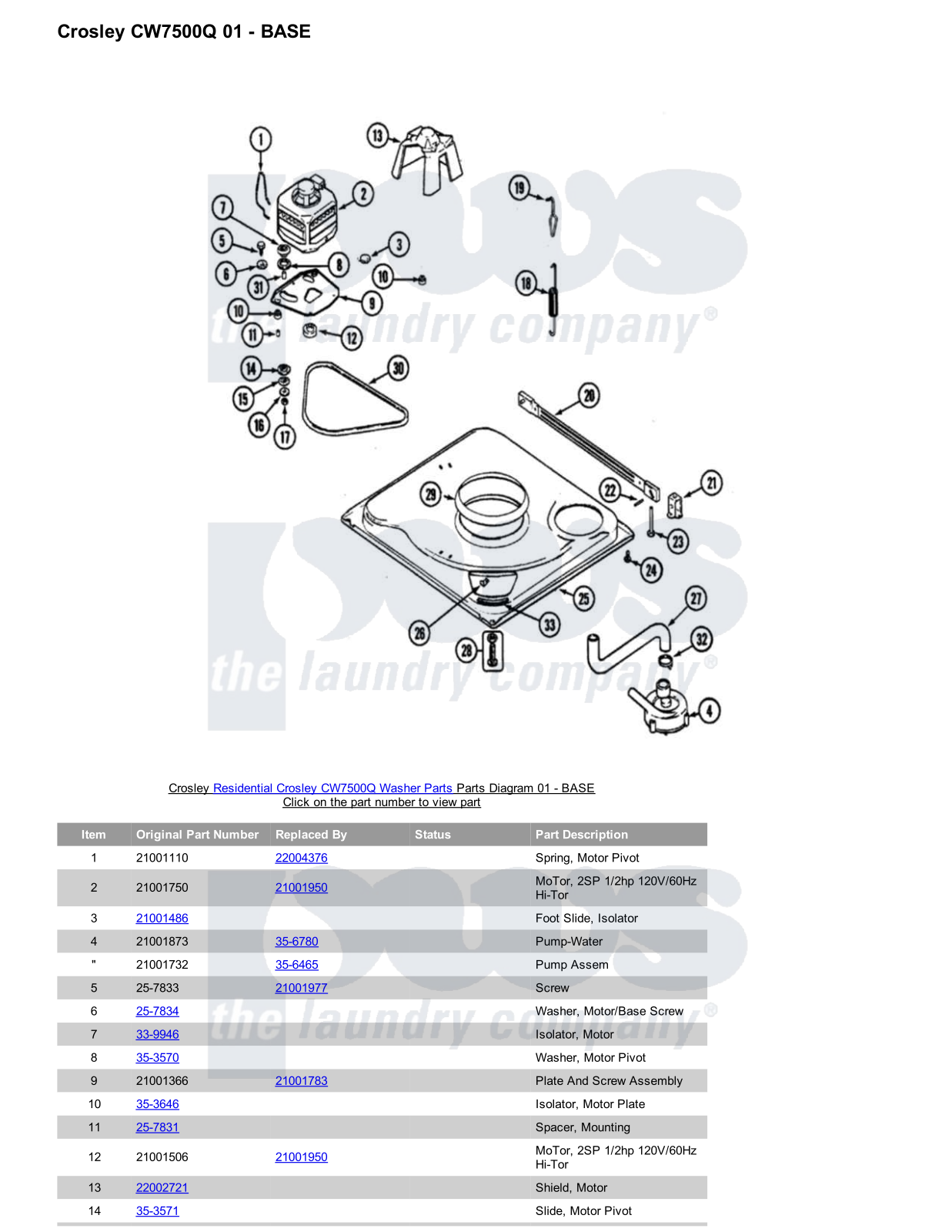 Crosley CW7500Q Parts Diagram