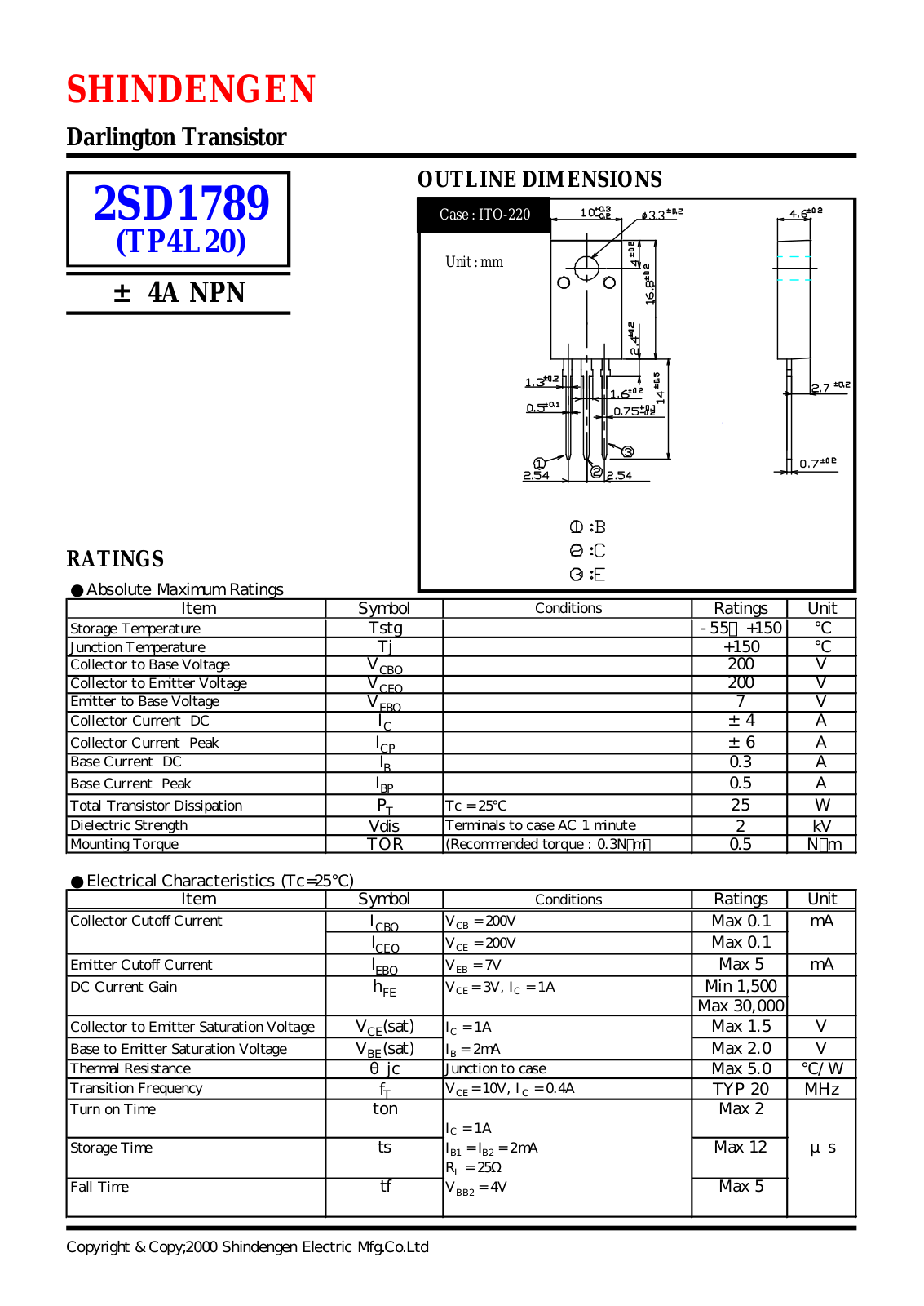Datasheet 2SD1789 Datasheet (Shindengen) - ManualMachine.com