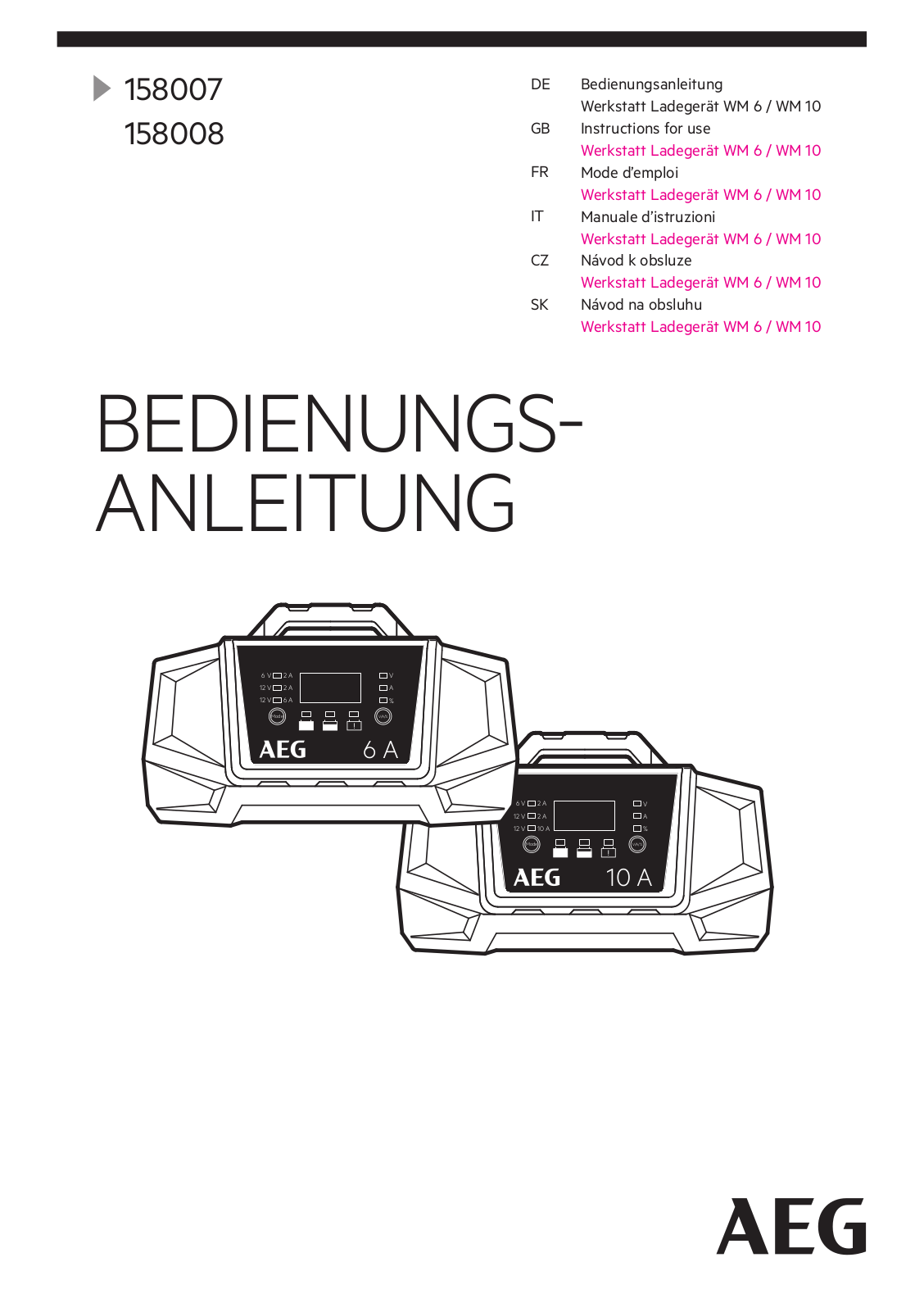 AEG WM 6, WM 10 operation manual