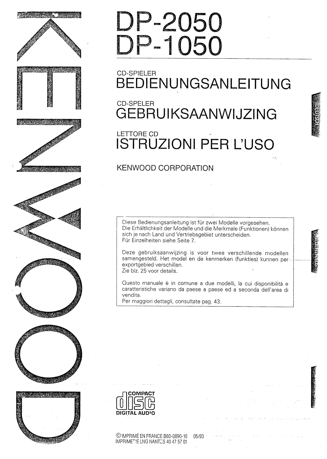 Kenwood DP-2050, DP-1050 User Manual