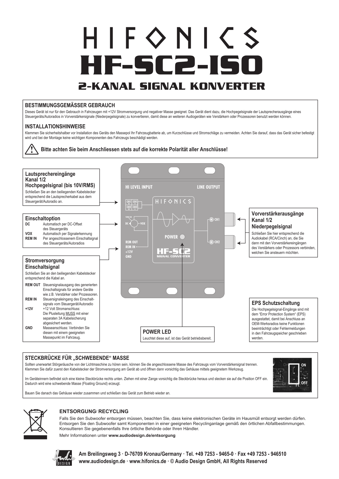 Hifonics HF-SC2-ISO User guide - ManualMachine.com