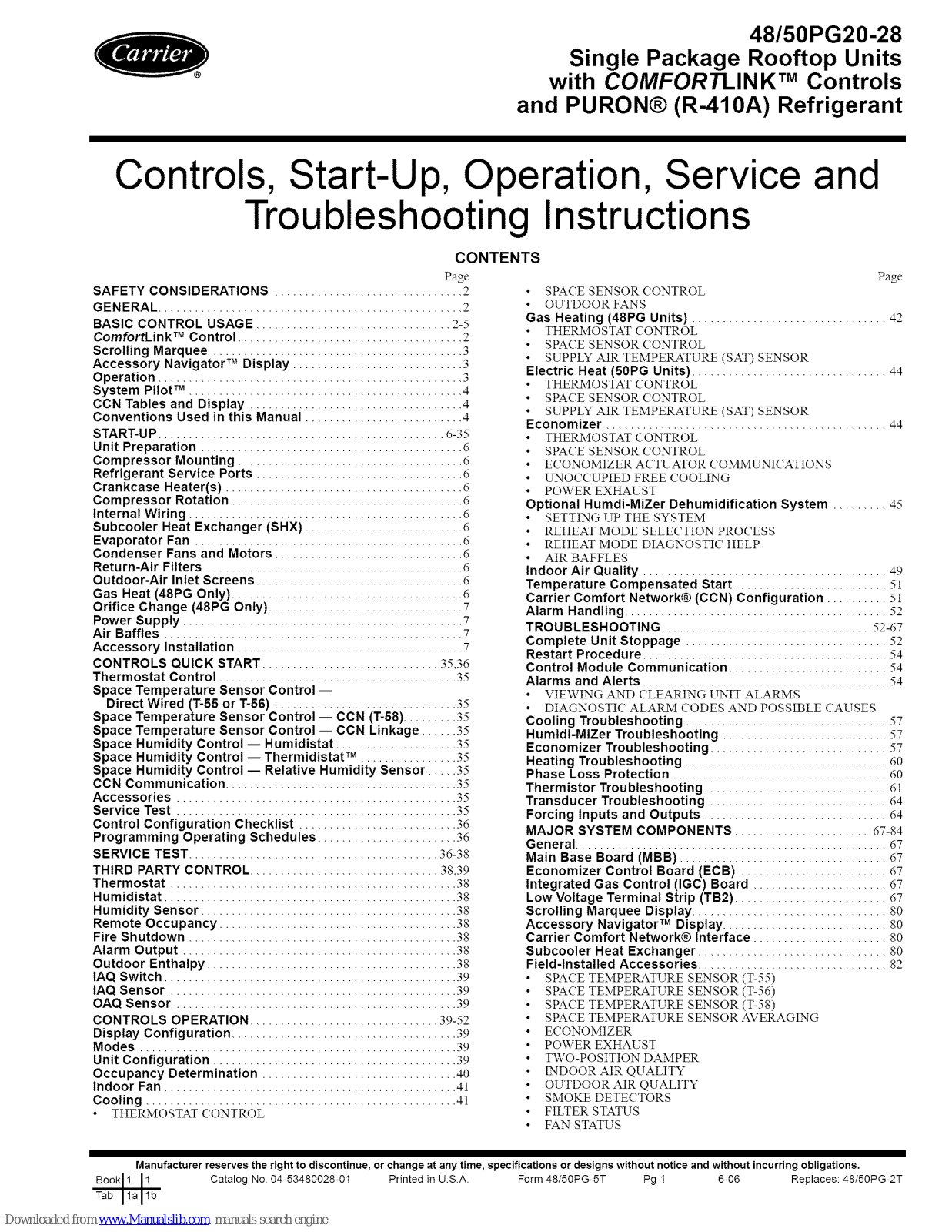 Carrier 50PG20-28, 48PG20-28 Controls, Start-up, Operation, Service And Troubleshooting Instructions - ManualMachine.com