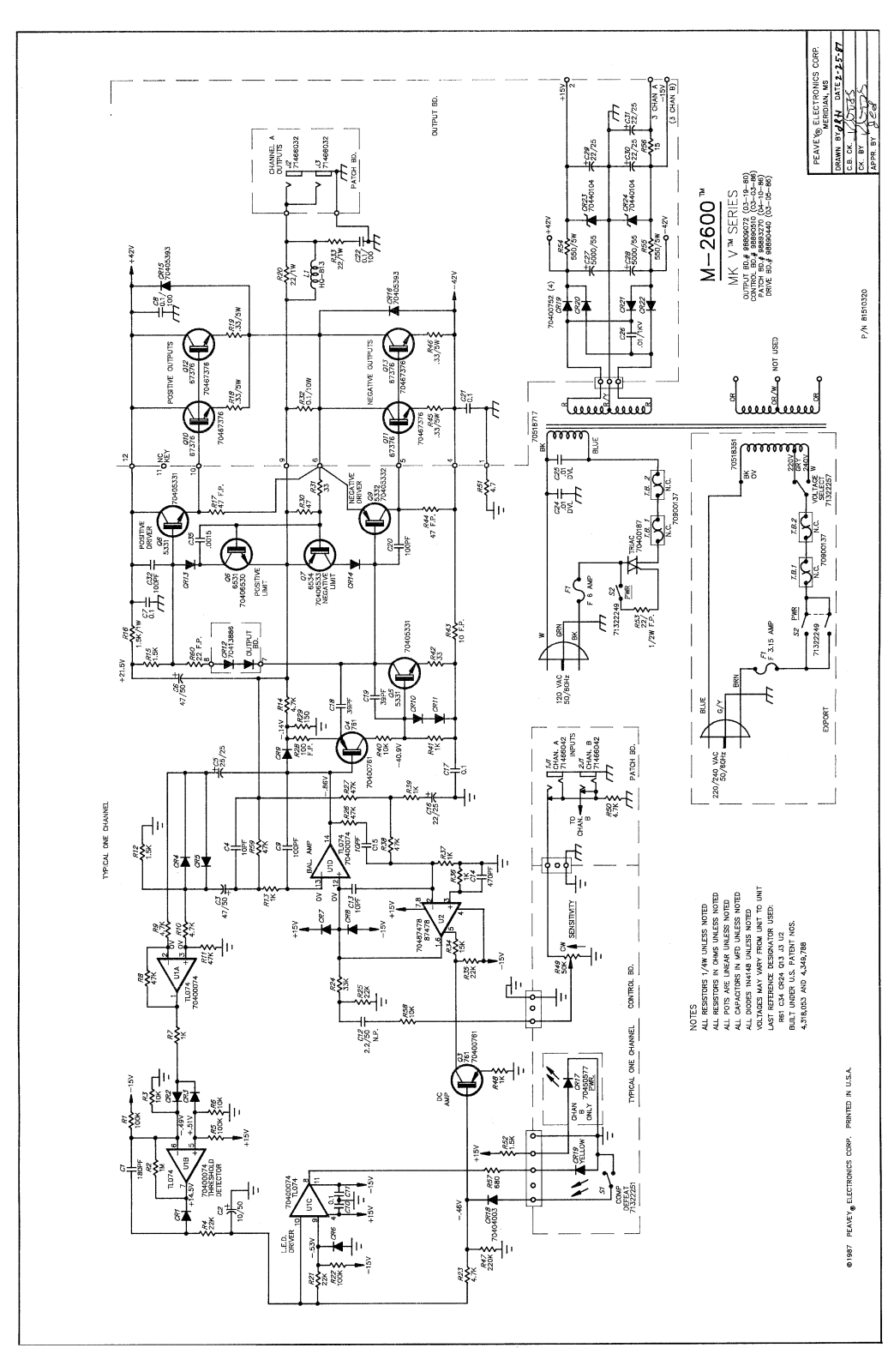 Peavey Electronics M-2600 Schematic