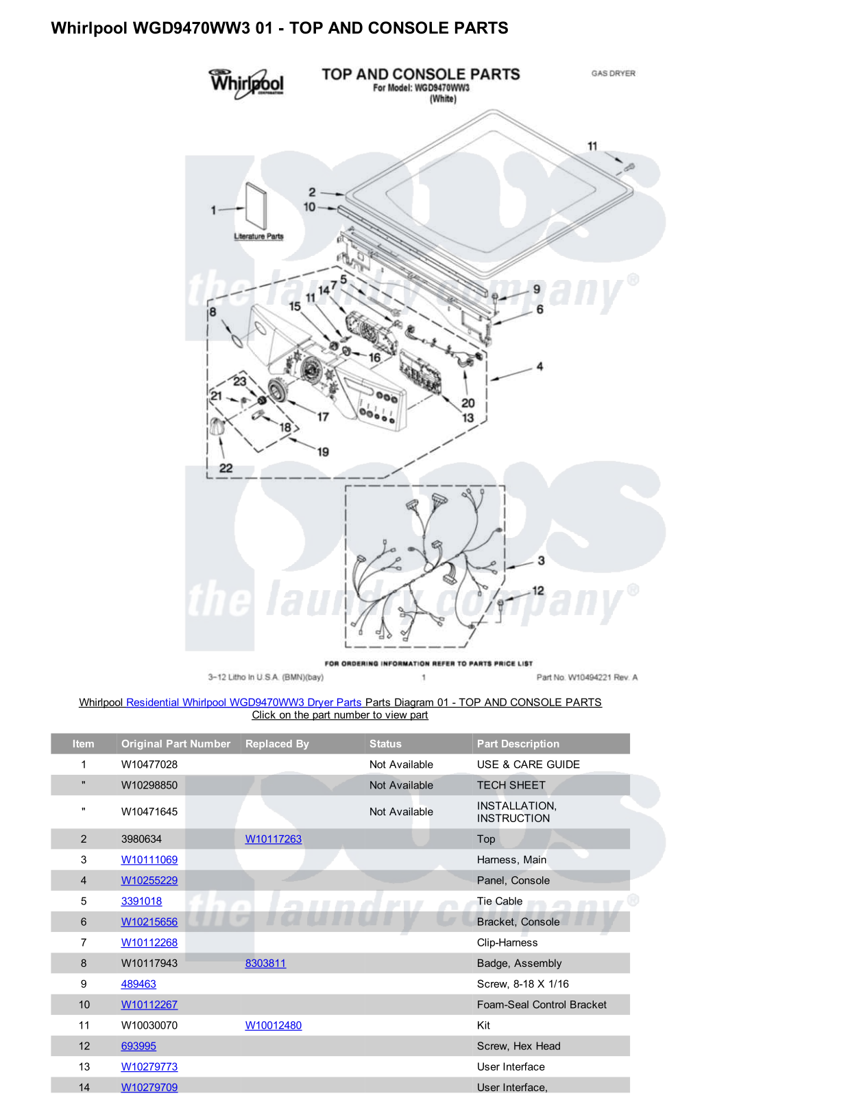 Whirlpool WGD9470WW3 Parts Diagram