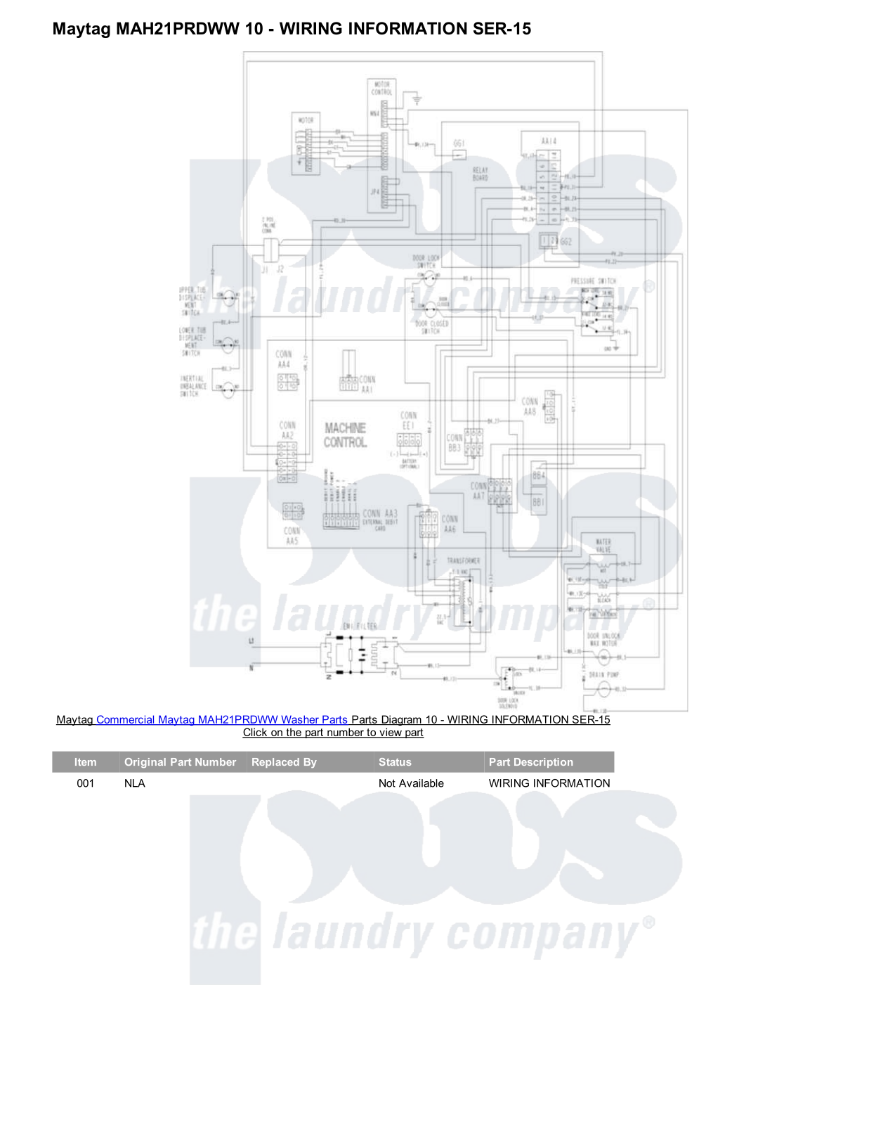 Maytag MAH21PRDWW Parts Diagram