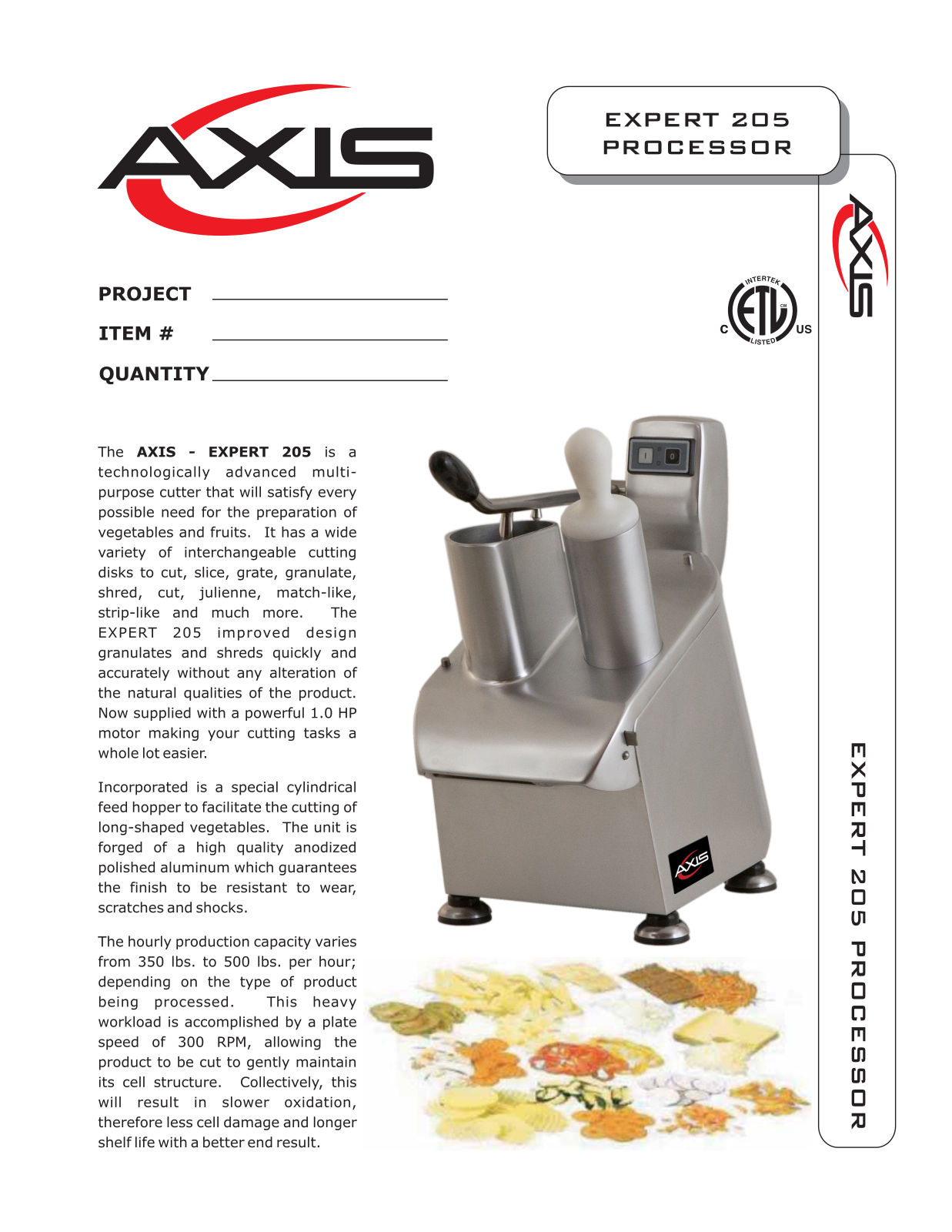 Axis EXPERT Specifications