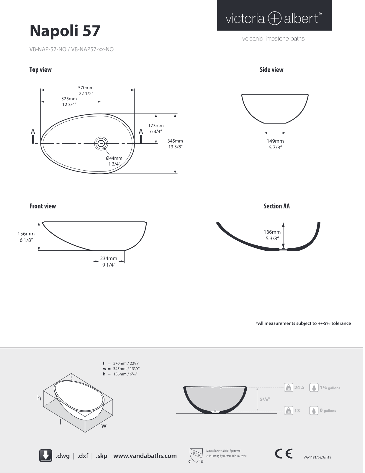 Rohl VBNAP57MSMNO Specifications