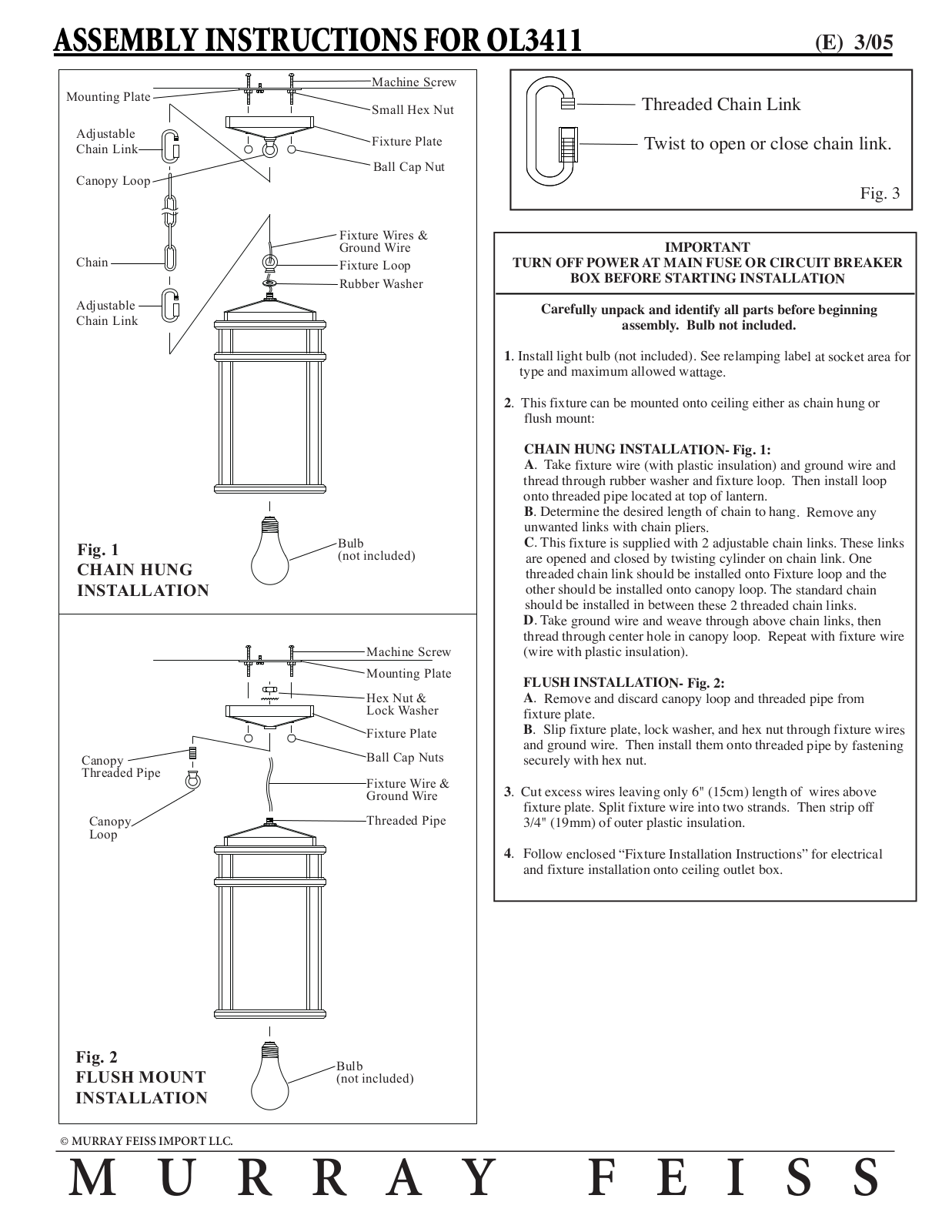 Feiss OL3411 User Manual