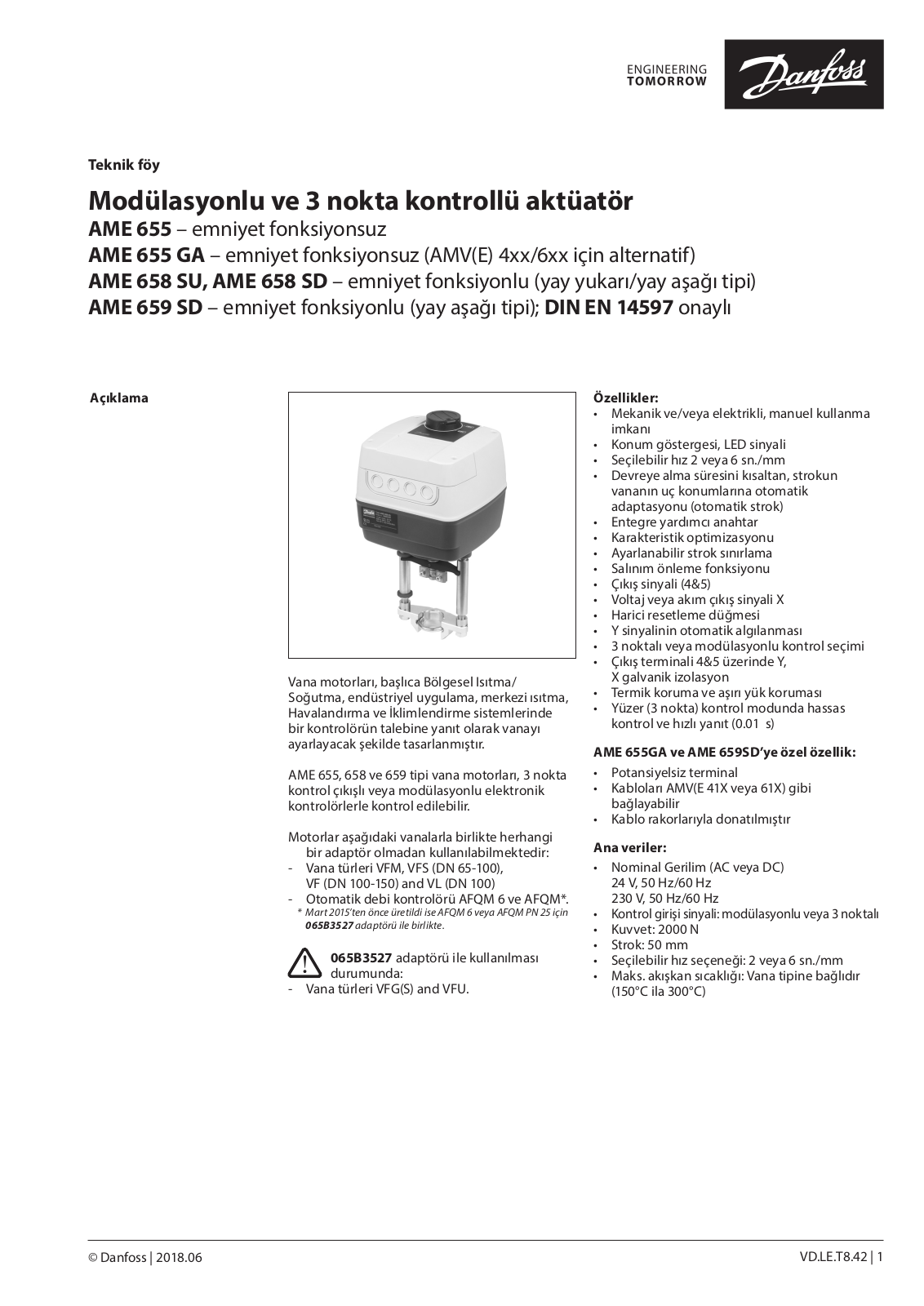 Danfoss AME 655, AME 655 GA, AME 658 SU, AME 658 SD, AME 659 SD Data sheet