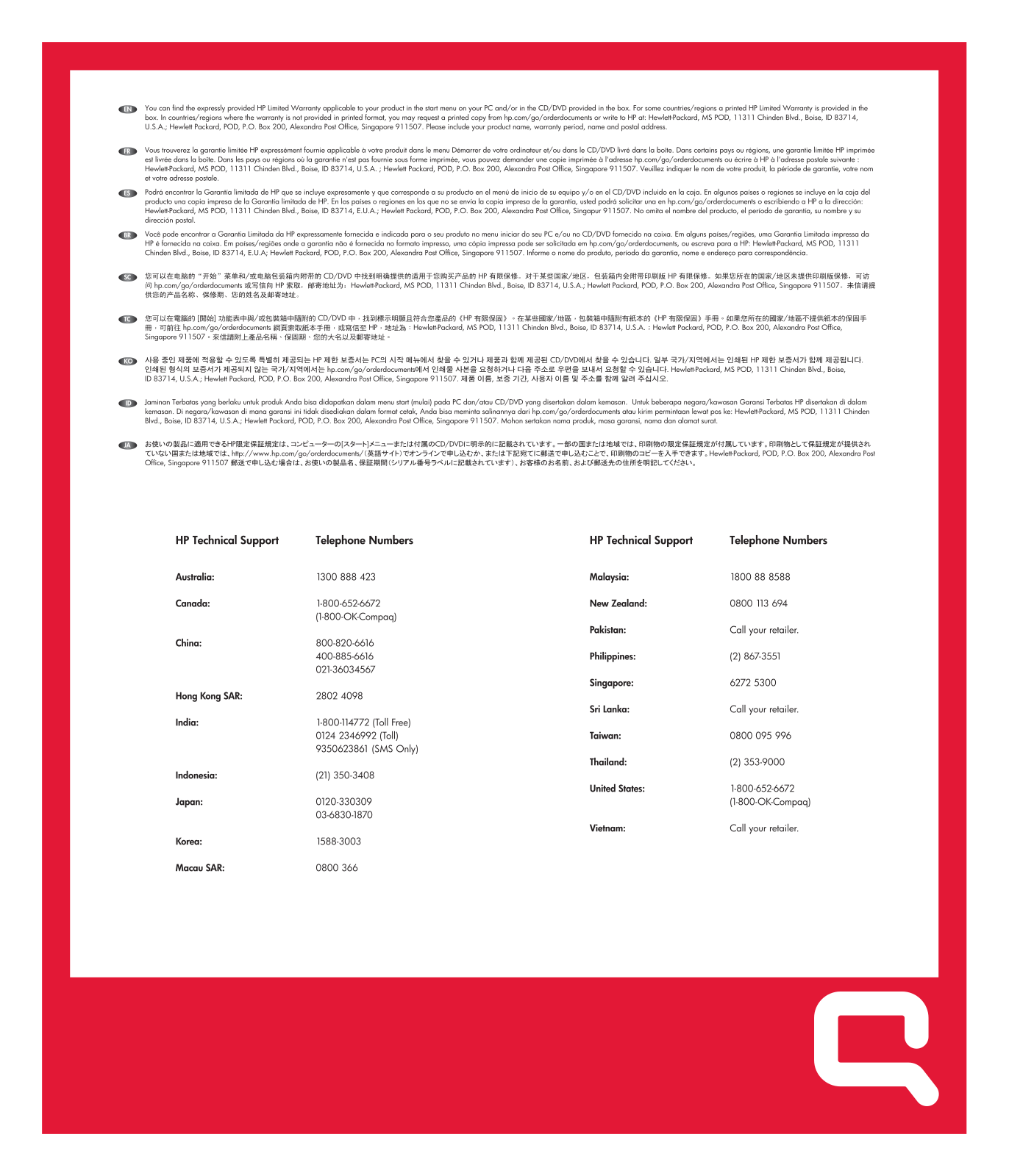 HP Compaq Presario CQ3369L, Compaq Presario CQ3368L, Compaq Presario CQ3373L, Compaq Presario CQ3374L, Compaq Presario CQ3381L Setup Poster