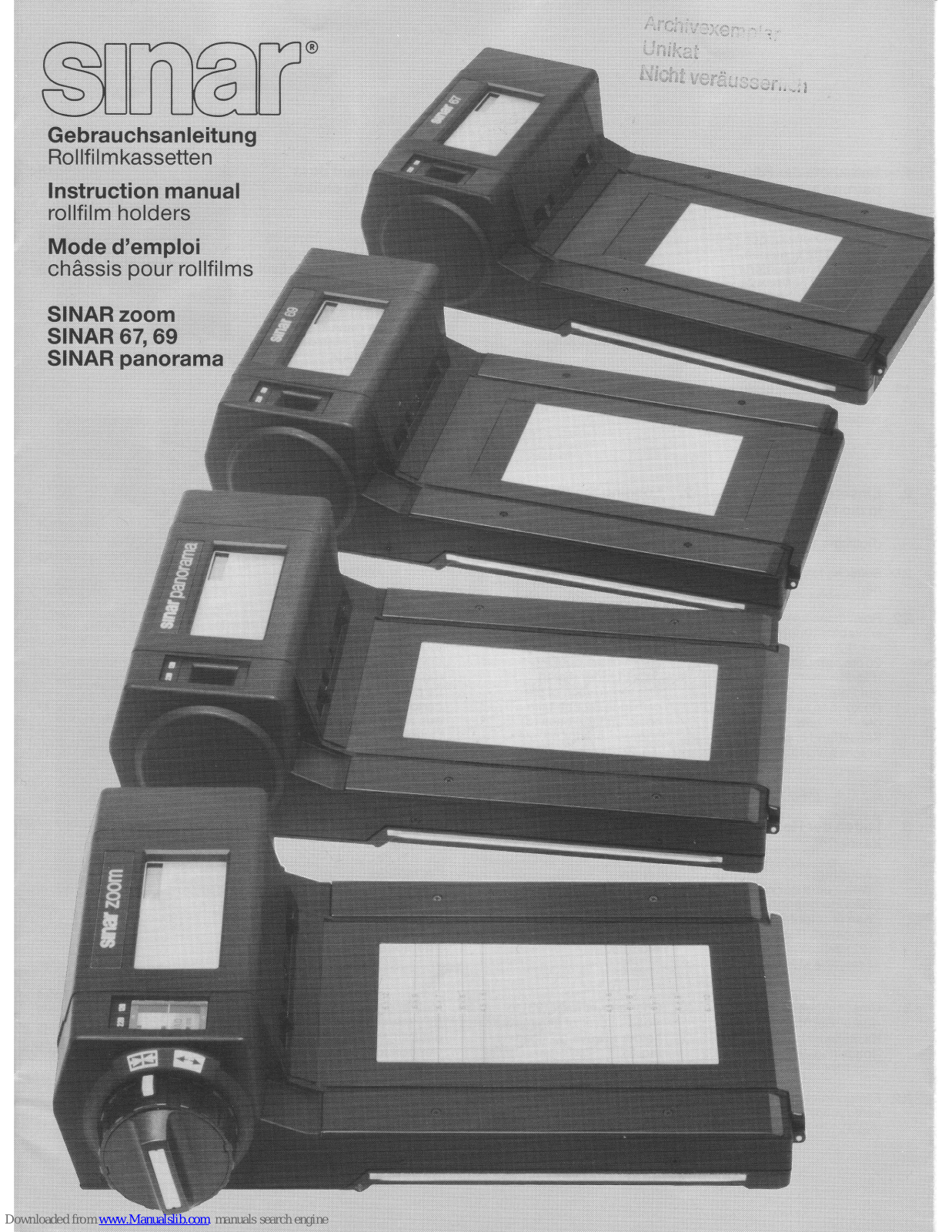 Sinar Zoom, 69, Panorama, 67 Instruction Manual - ManualMachine.com
