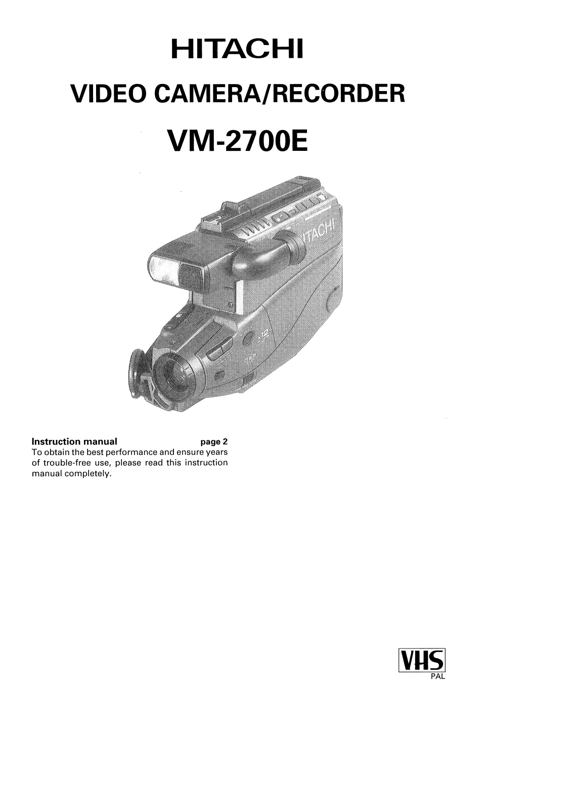 Hitachi VM2700E User Manual