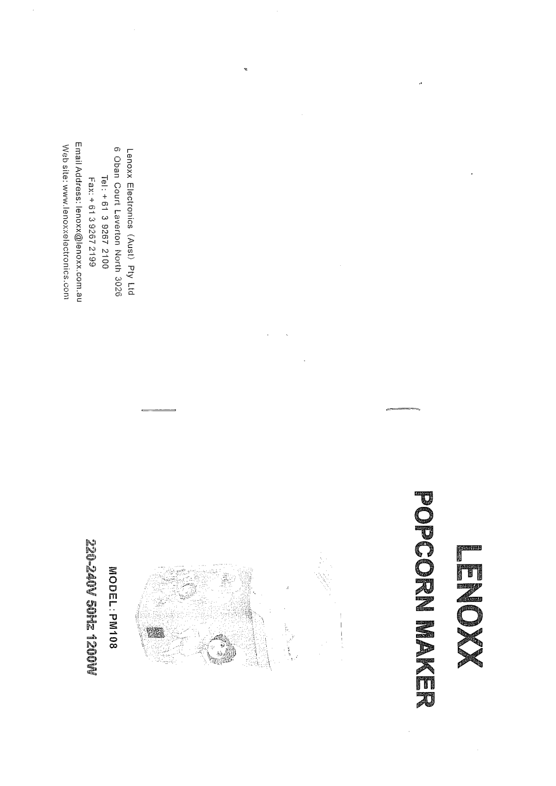 Lenoxx PM108 Instruction Manual