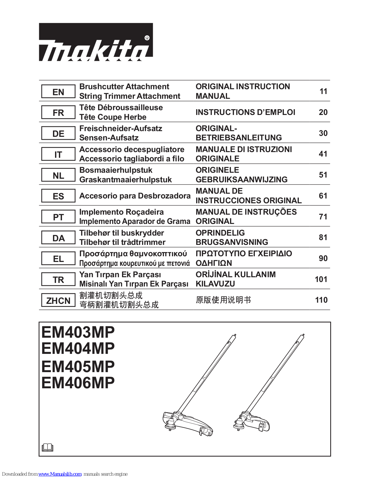 Makita EM404MP, EM405MP, EM406MP, EM403MP Original Instruction Manual