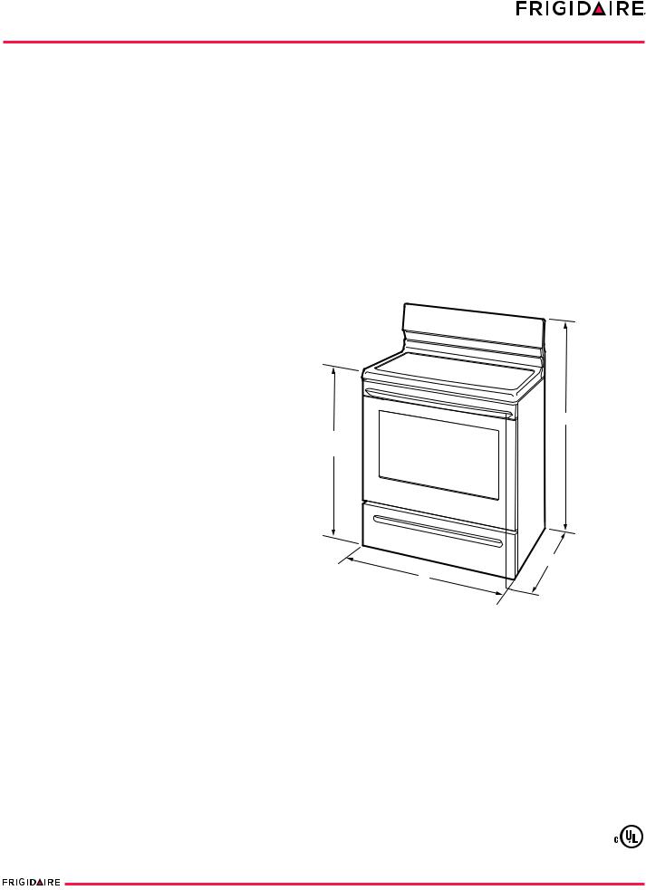 Frigidaire CFEF3054TD PRODUCT SPECIFICATIONS