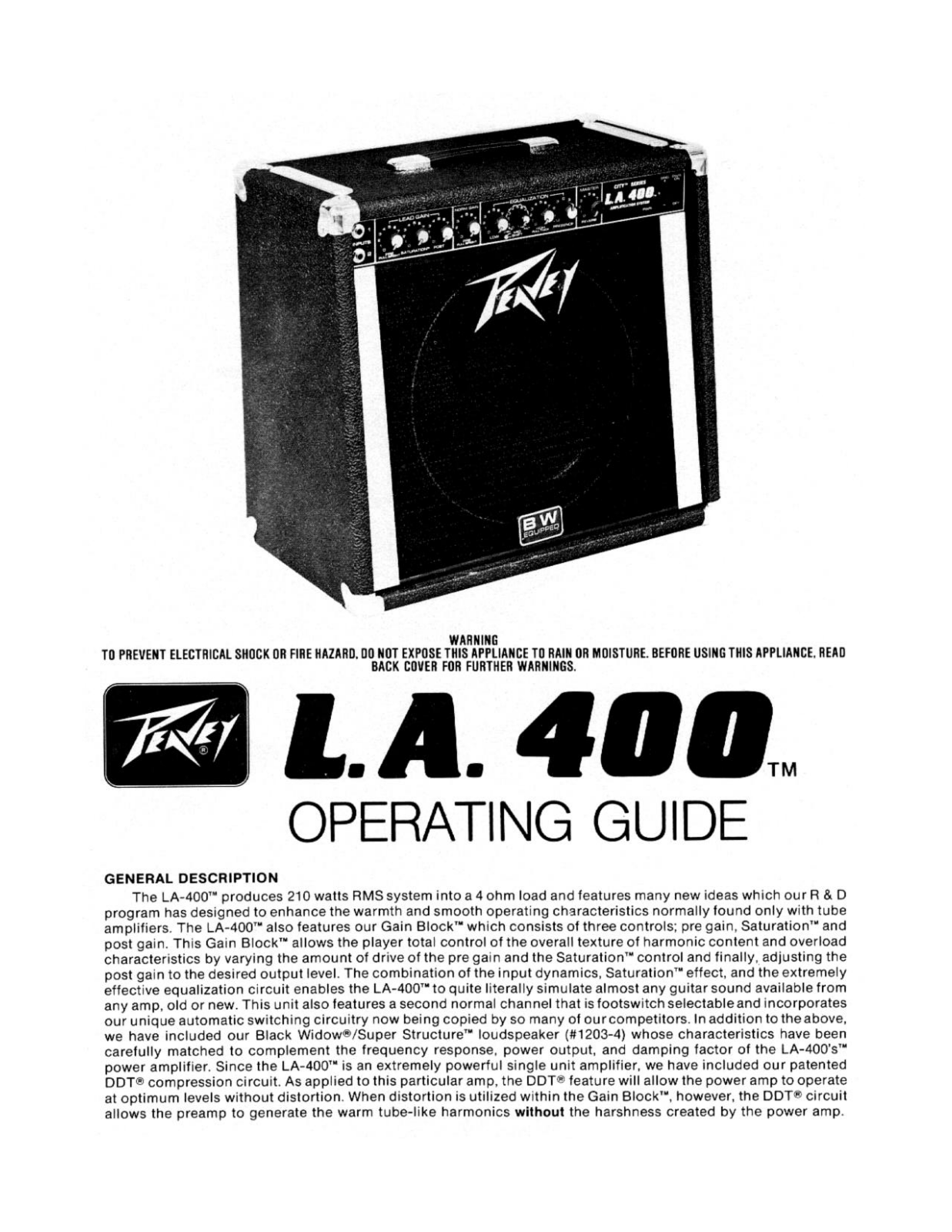 Peavey L.A. 400 User Manual