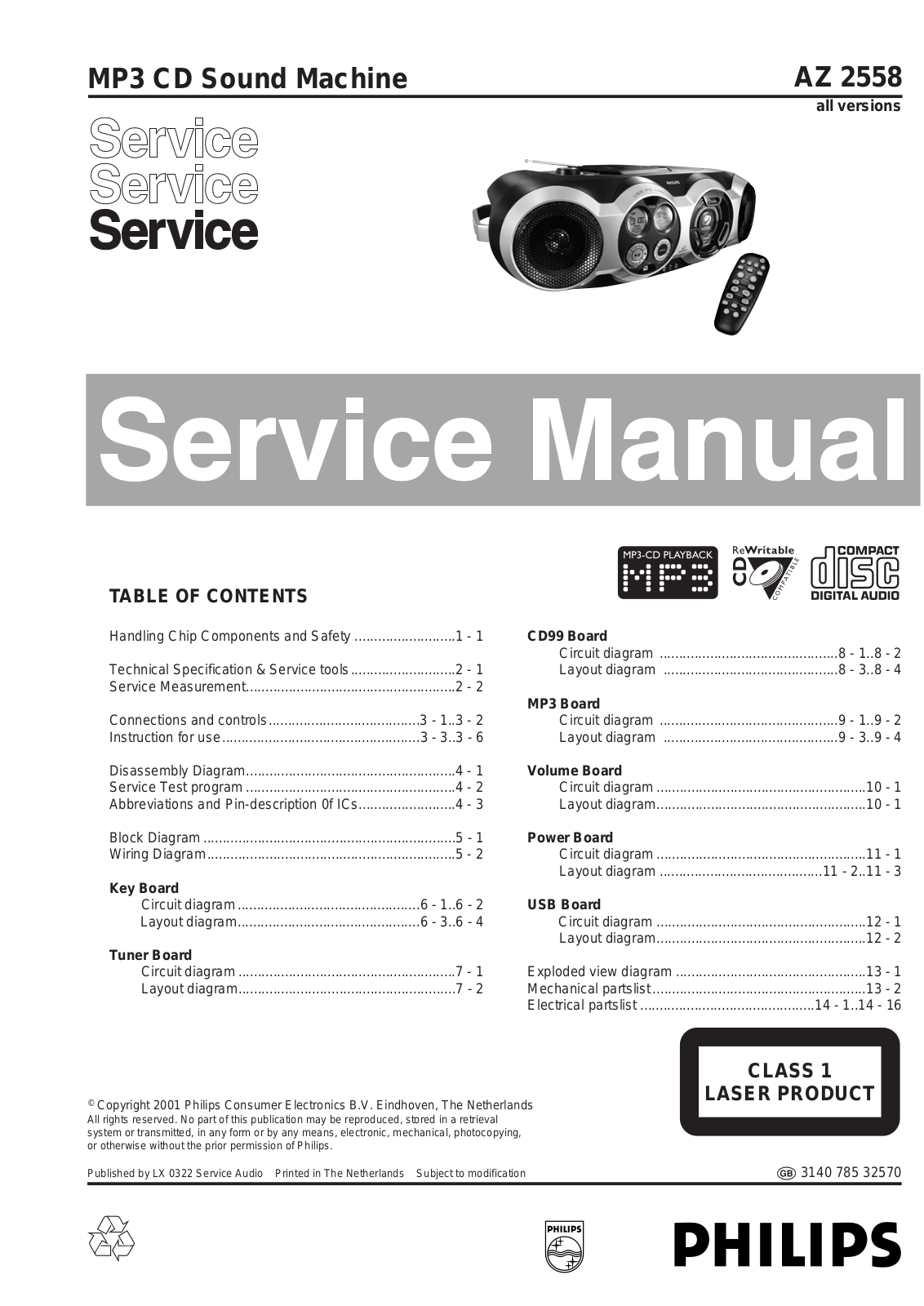 Philips AZ-2558 Service Manual