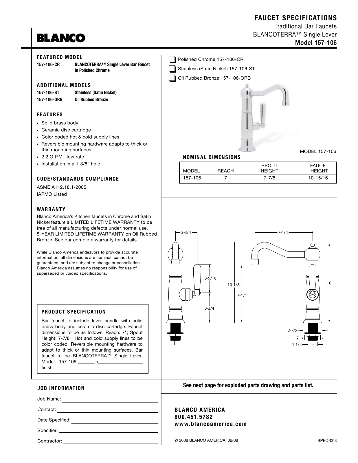 Blanco 157-106 User Manual