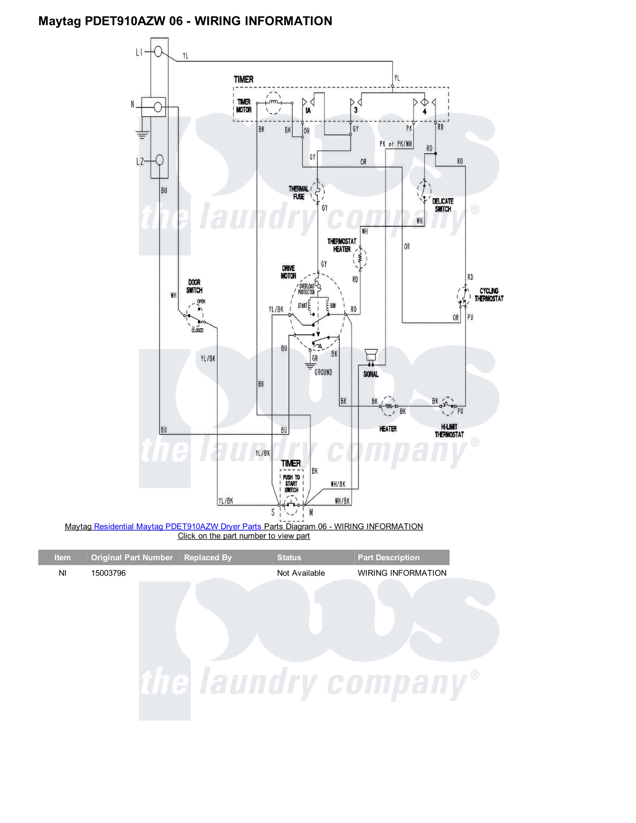 Maytag PDET910AZW Parts Diagram