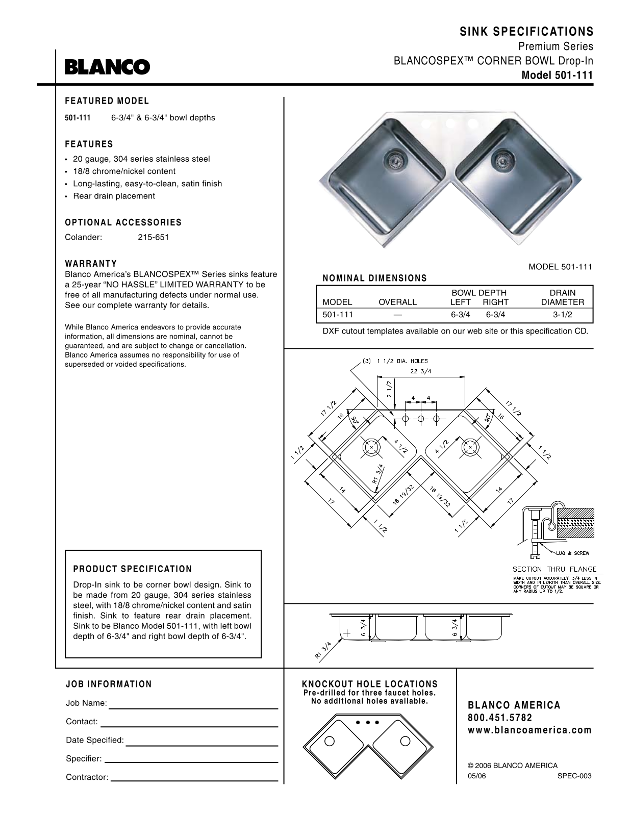 Blanco 501-111 User Manual