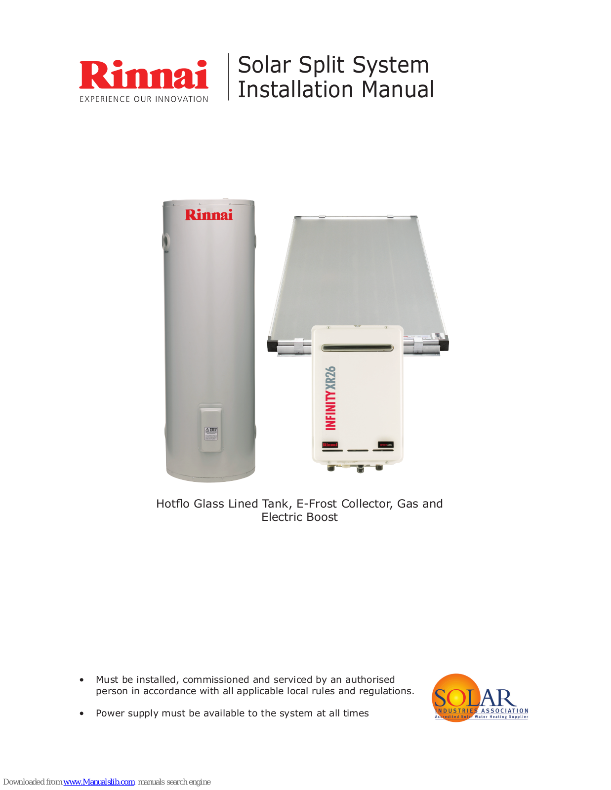 Rinnai SG2152HP Installation Manual