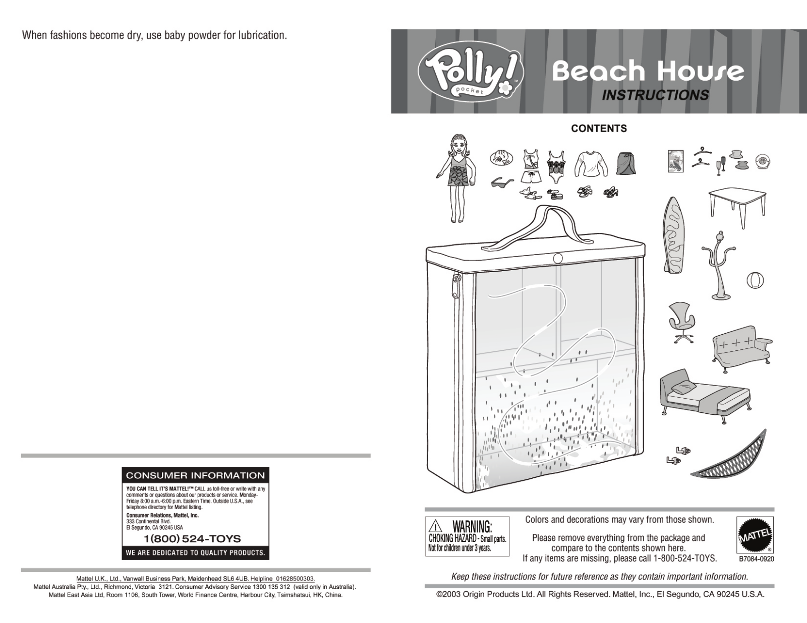 Fisher-Price B7084 Instruction Sheet