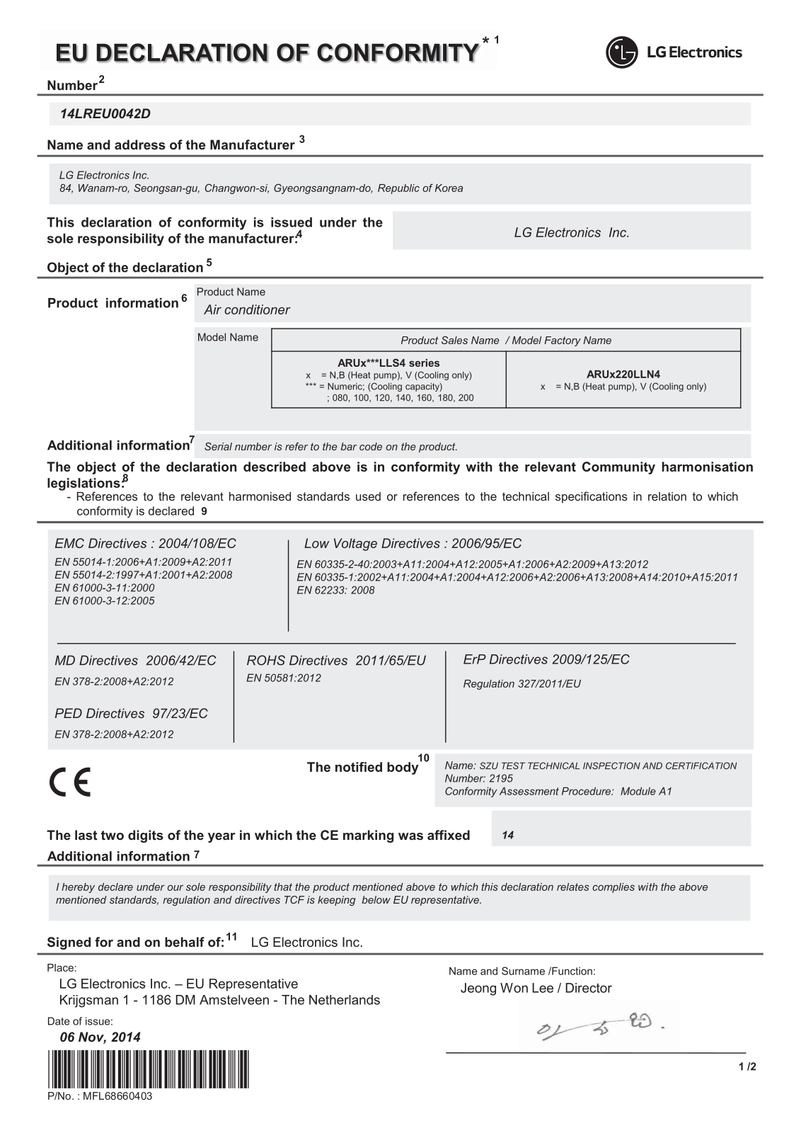 LG ARUN160LLS4 User guide