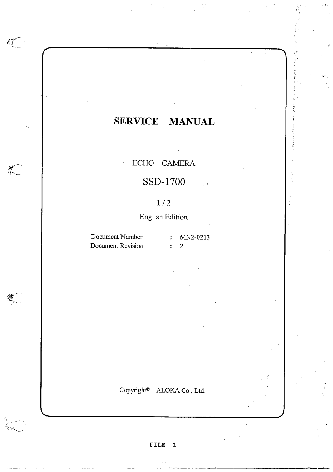 Aloka SSD-1700 Service manual