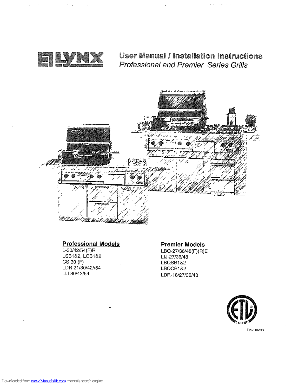 Lynx L54R L-30FR, Professional Series, L-42FR, L54FR, LSB1 User Manual