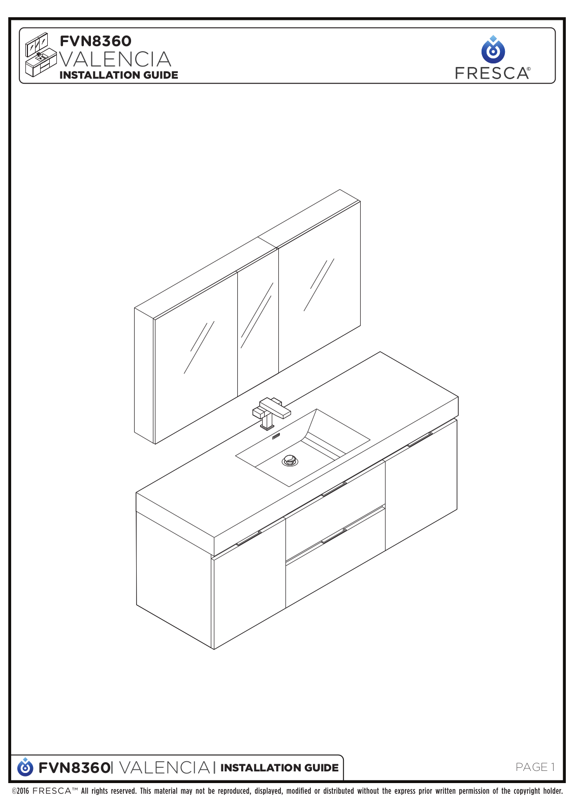 Fresca FCB8360WHI Installation Manual