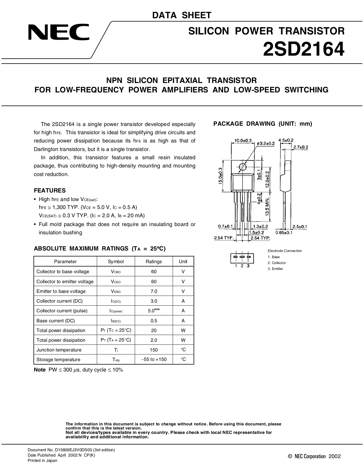 NEC 2sd2164 Datasets - ManualMachine.com