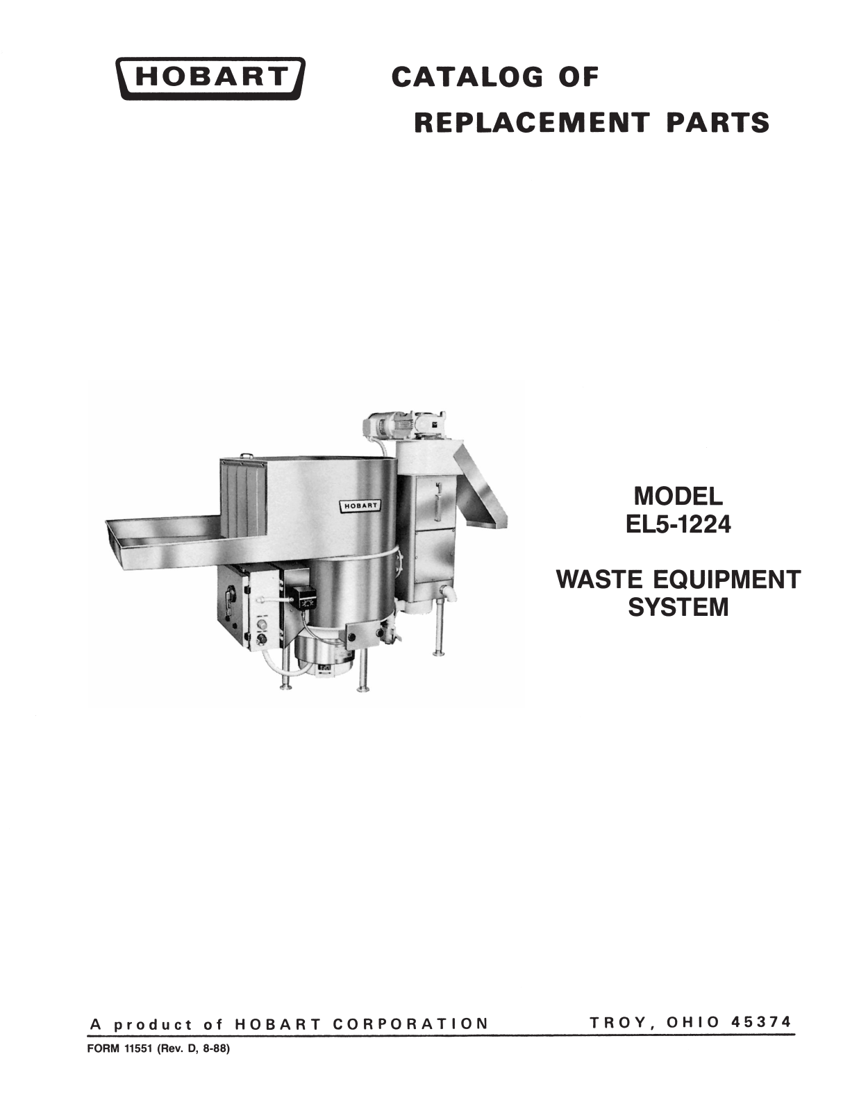 Hobart EL5-1224 Parts List