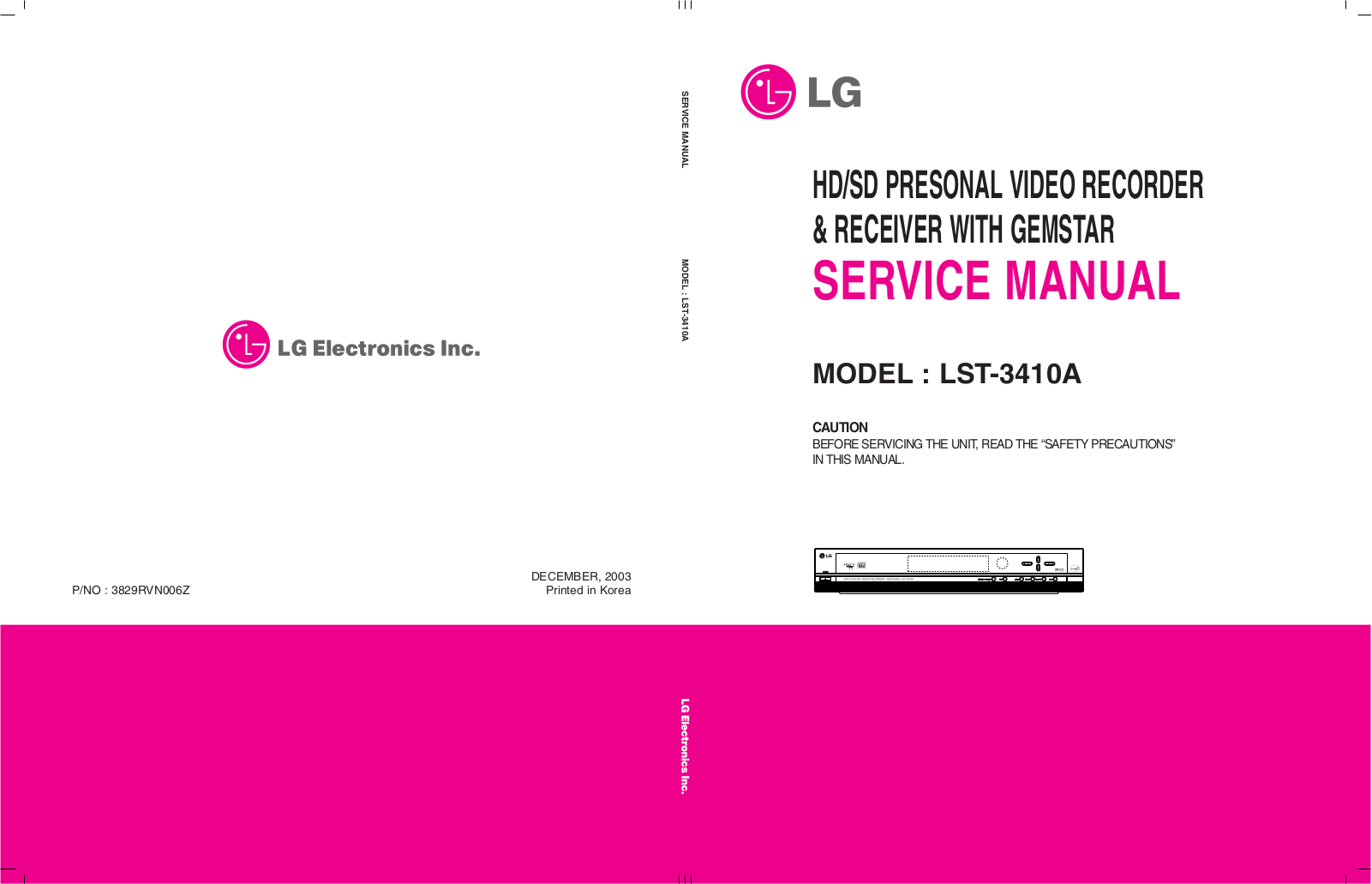 Zenith LST 3410A Service Manual