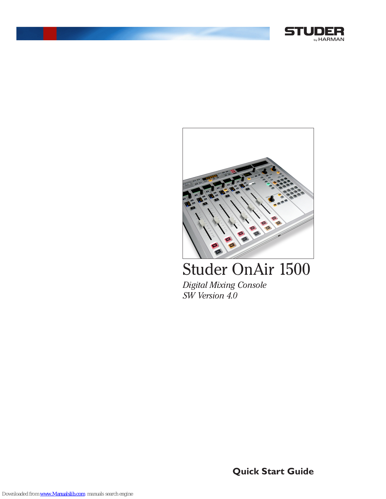 Studer OnAir 1500 Quick Start Manual