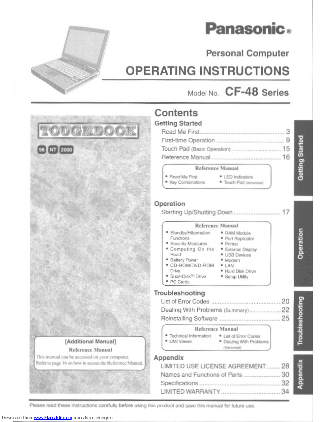 Panasonic CF48N4FDUEM, CF48M3AKUEM, CF48N4FJUEM, CF-48M3AAUEM, CF48N4FCUEM User Manual