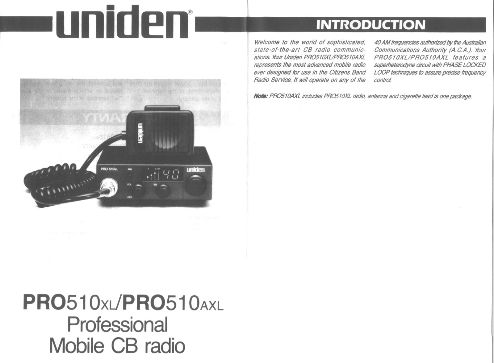 Uniden PRO510AXL User Manual