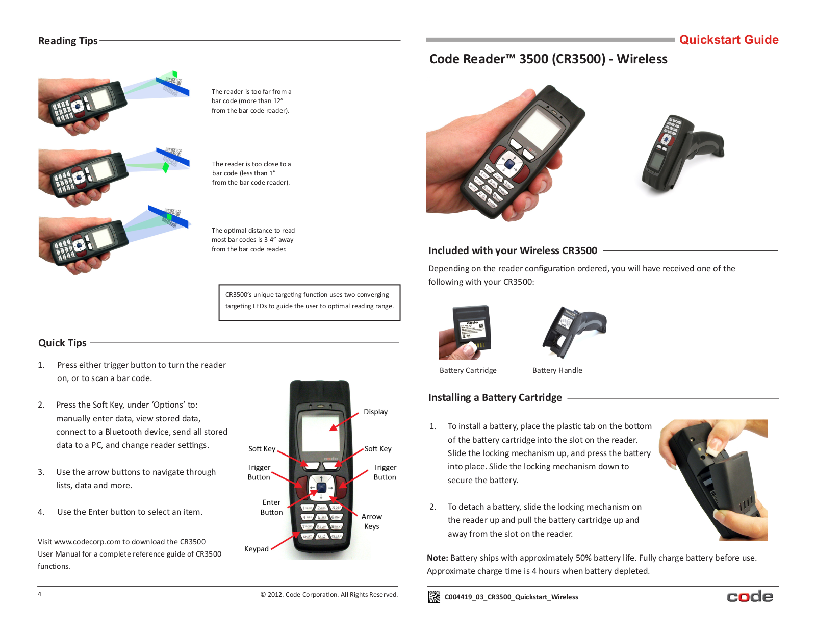 Code CR3500 Quick Start