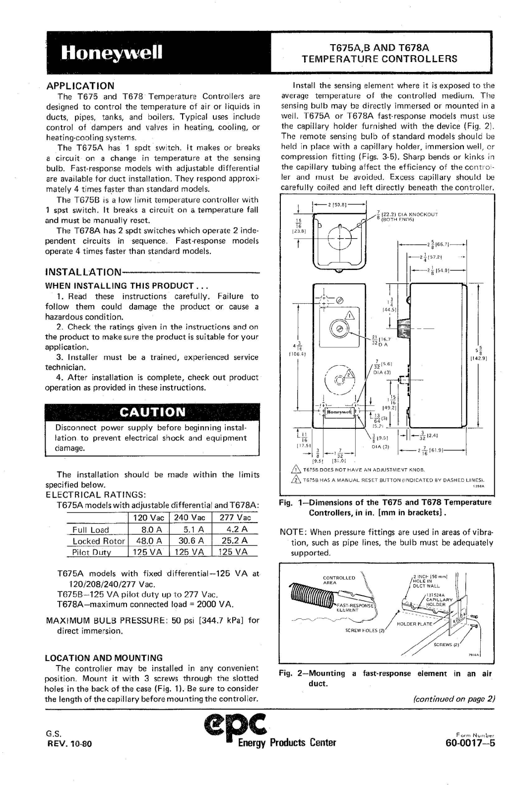 Honeywell T675B, T675A, T678A User Manual