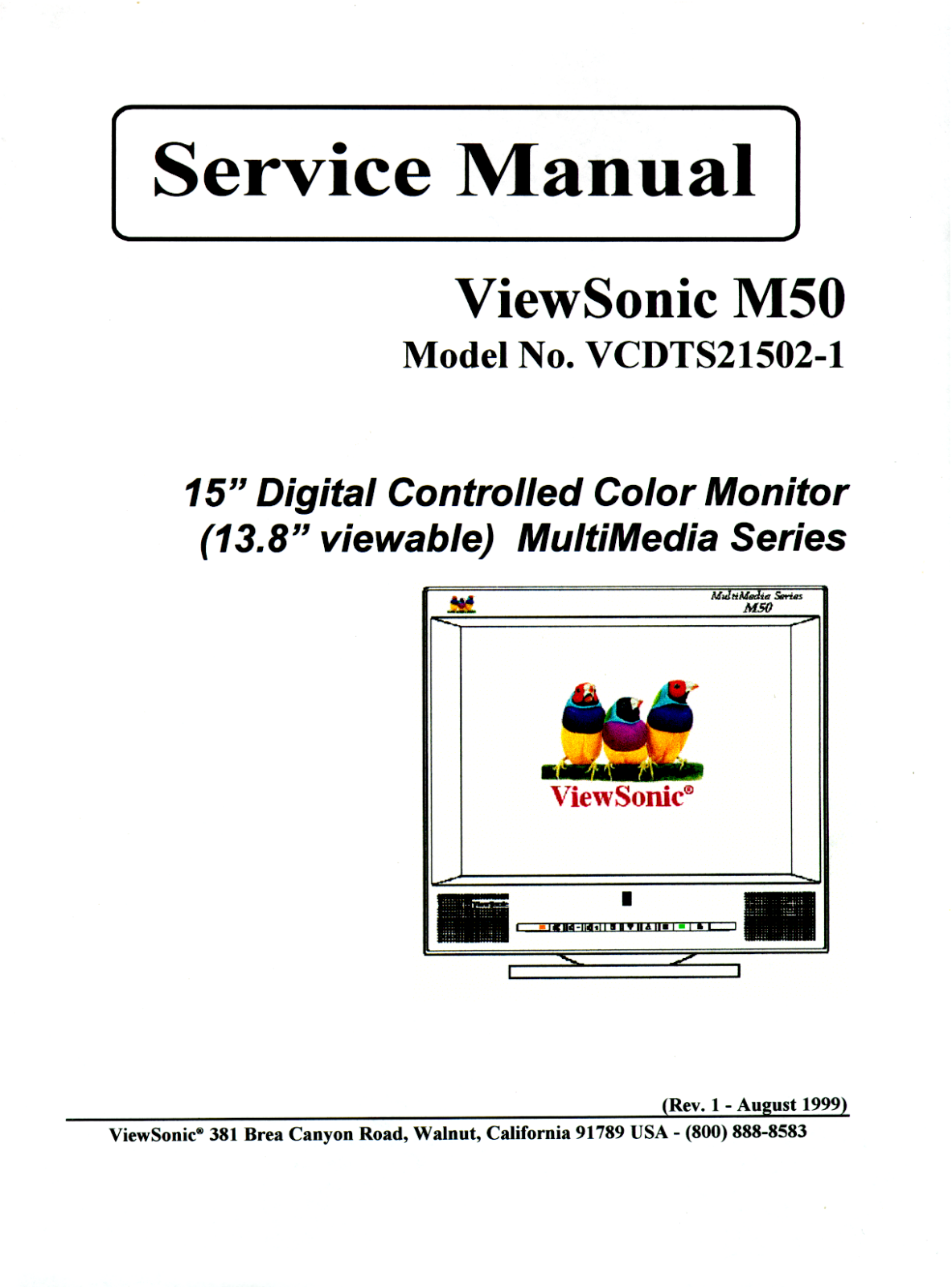 ViewSonic M50, VCDTS21502-1 Service manual