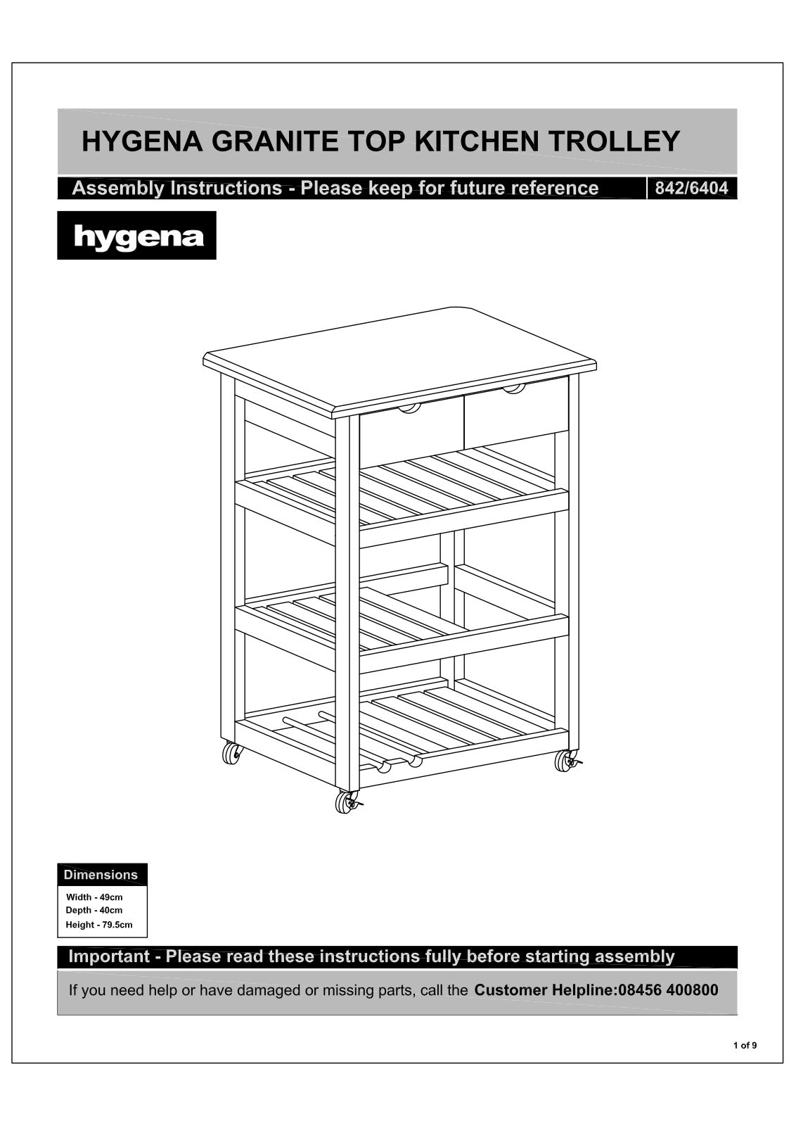 Hygena 842-6404 Instruction manual