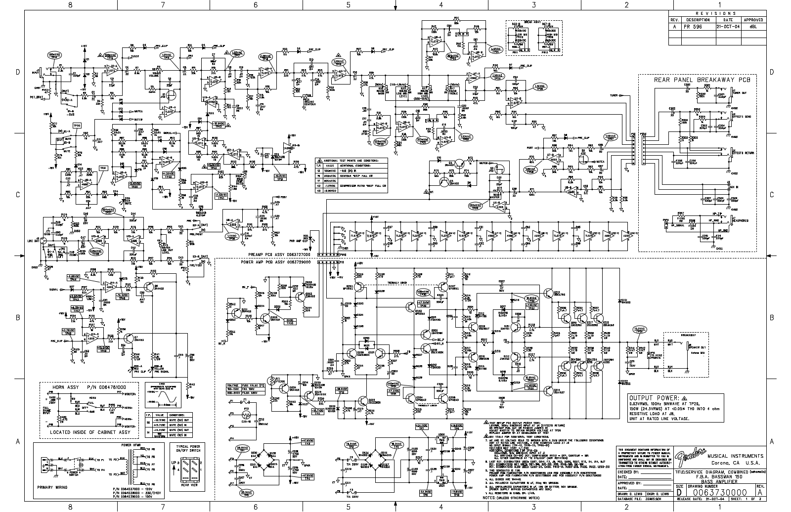 Fender Bassman-150-FBA Schematic