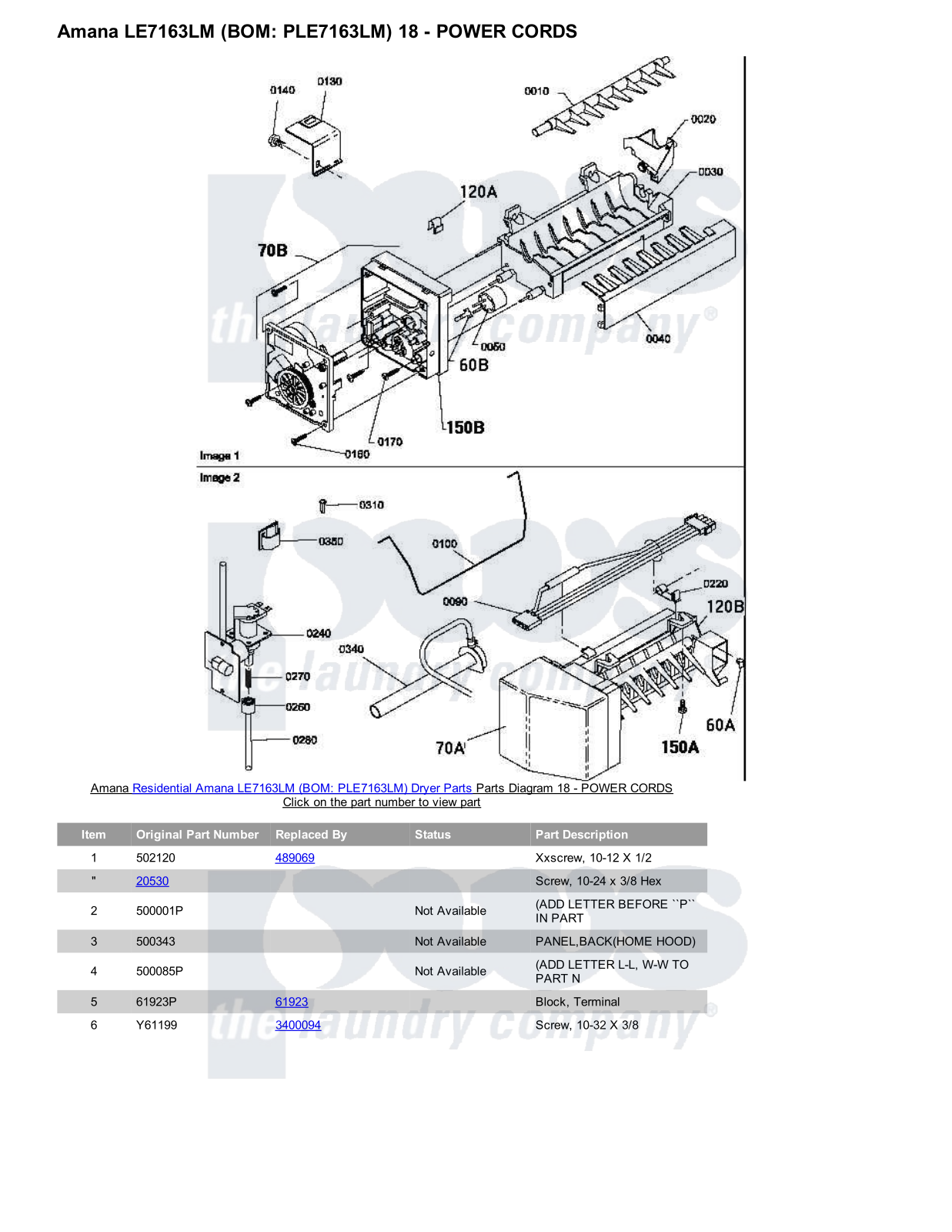 Amana LE7163LM Parts Diagram