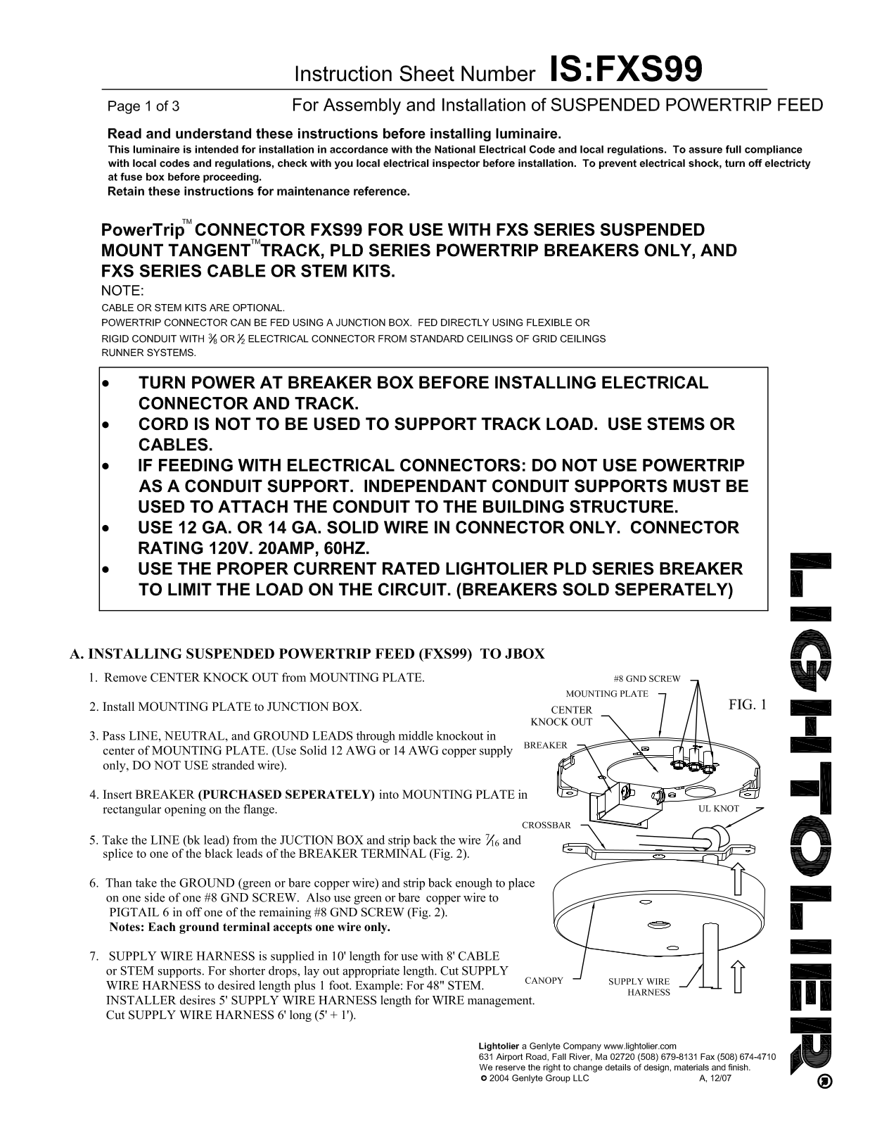 Lightolier IS-FXS99 User Manual