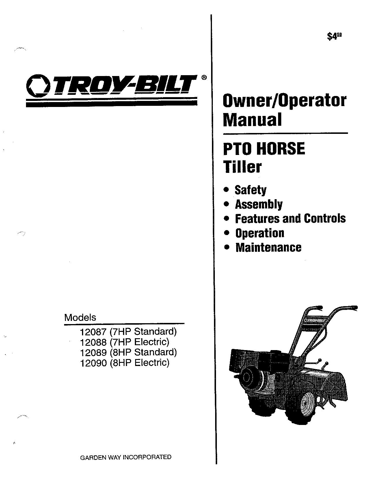 Troy-Bilt 12087, 12088, 12089, 12090 User Manual