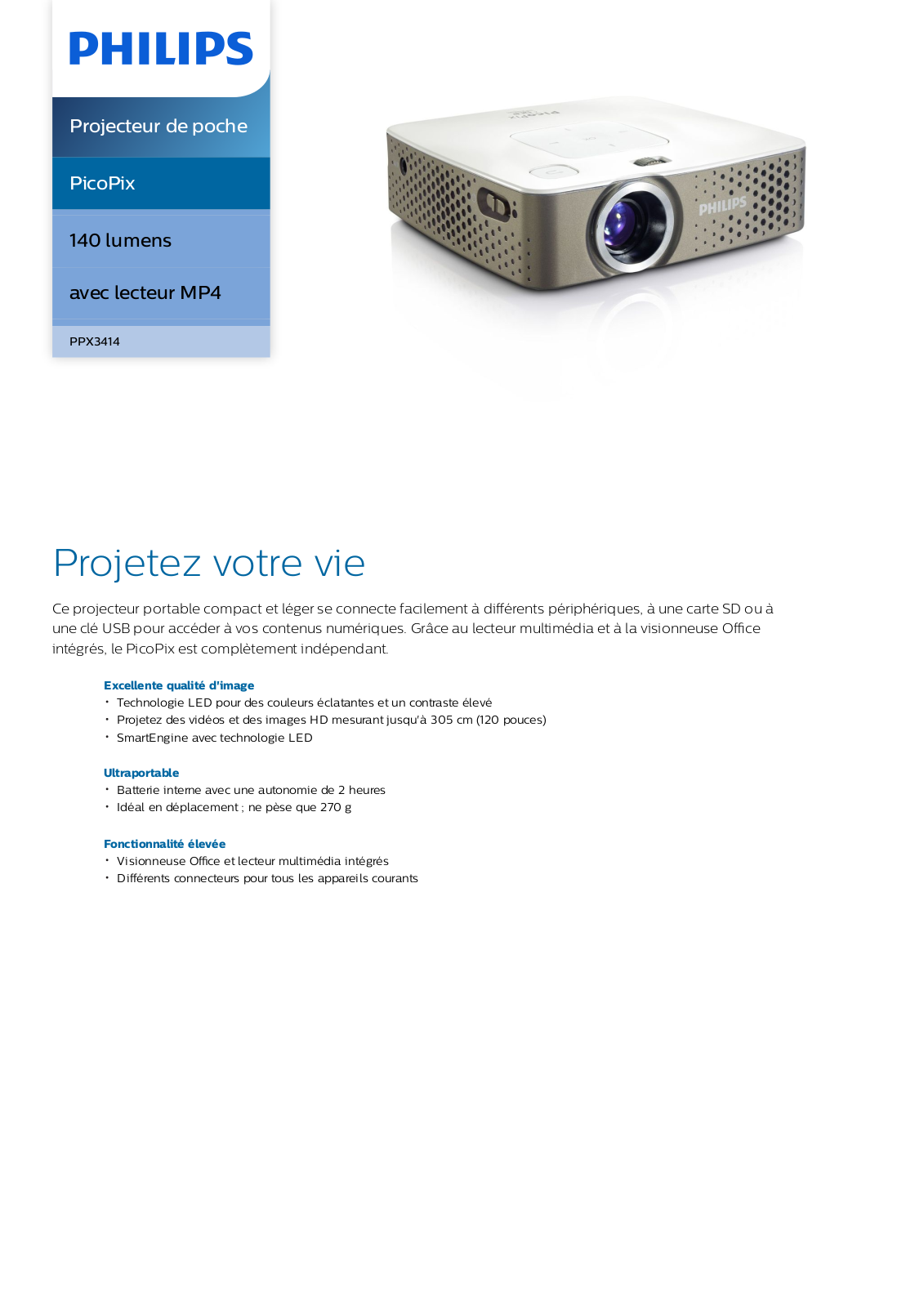 Philips PPX3414/EU product sheet